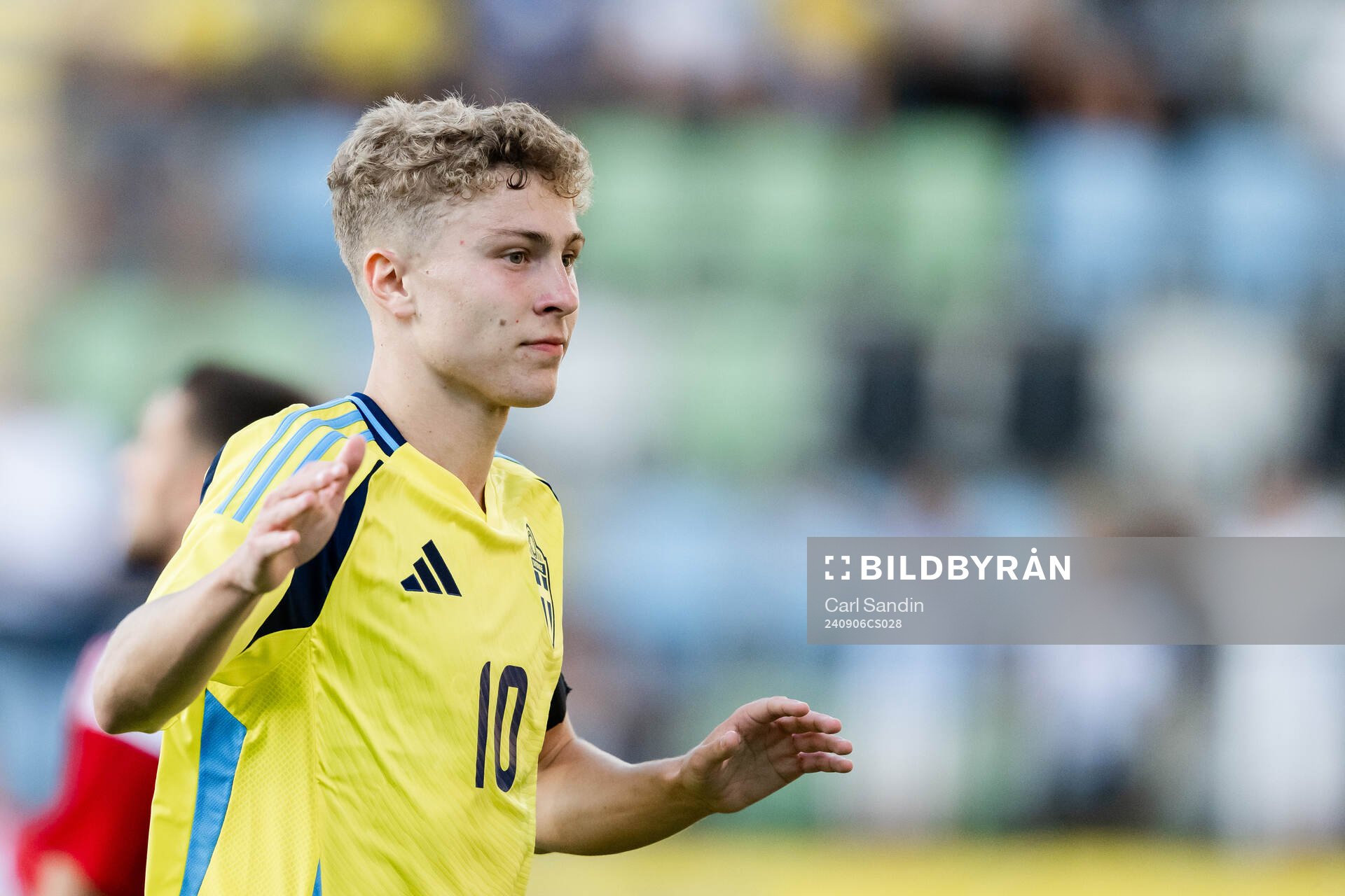 Imam Jagne of Sweden celebrates the 4-0 goal during the UEFA European Under-21 Qualifier football match between Sweden and Gibraltar on September 6, 2024 in Jönköping.