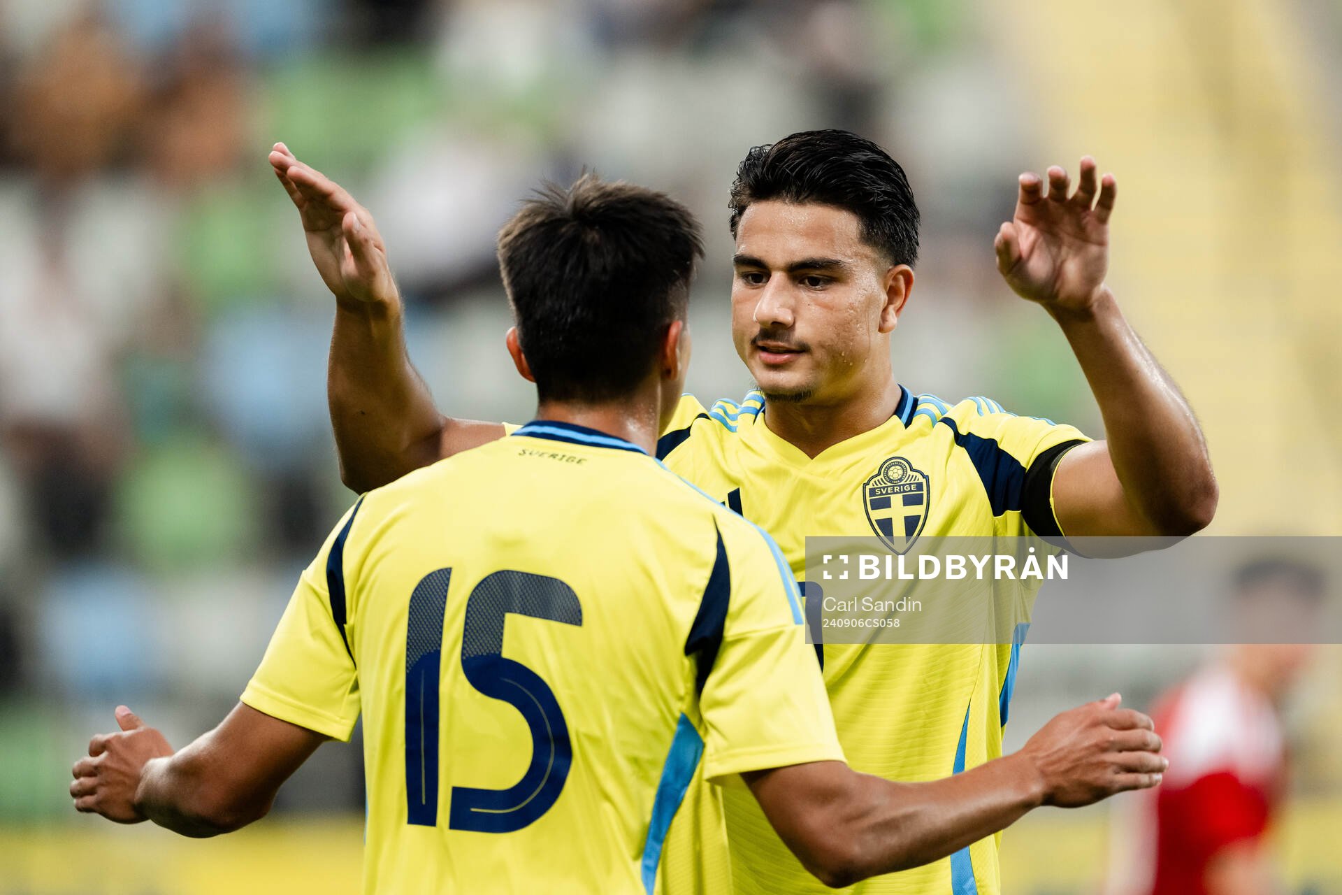 Matteo Perez Vinlöf and Jusef Erabi of Sweden celebrate