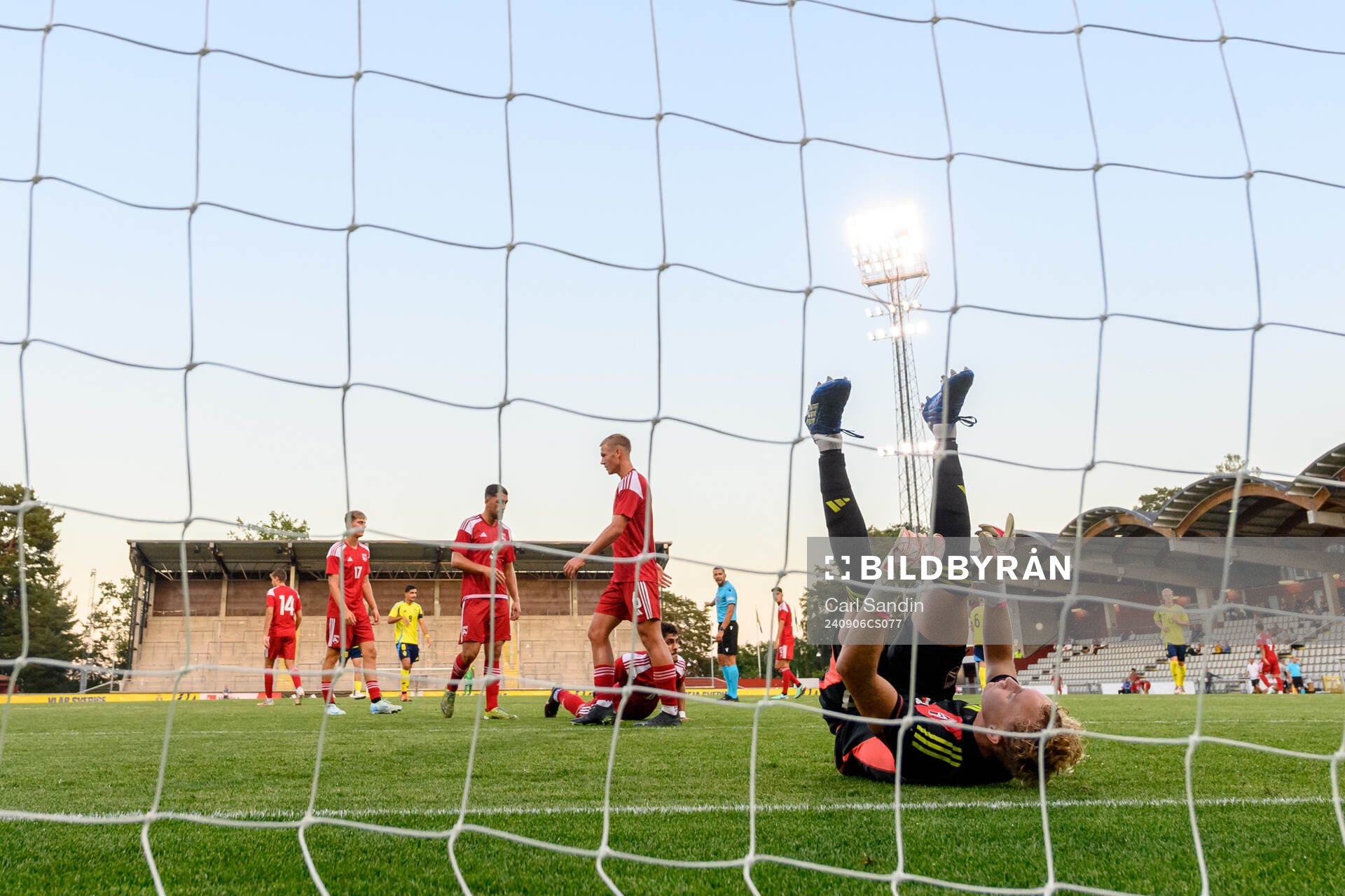 Goalkeeper Harry Victor of Gibraltar looks dejected