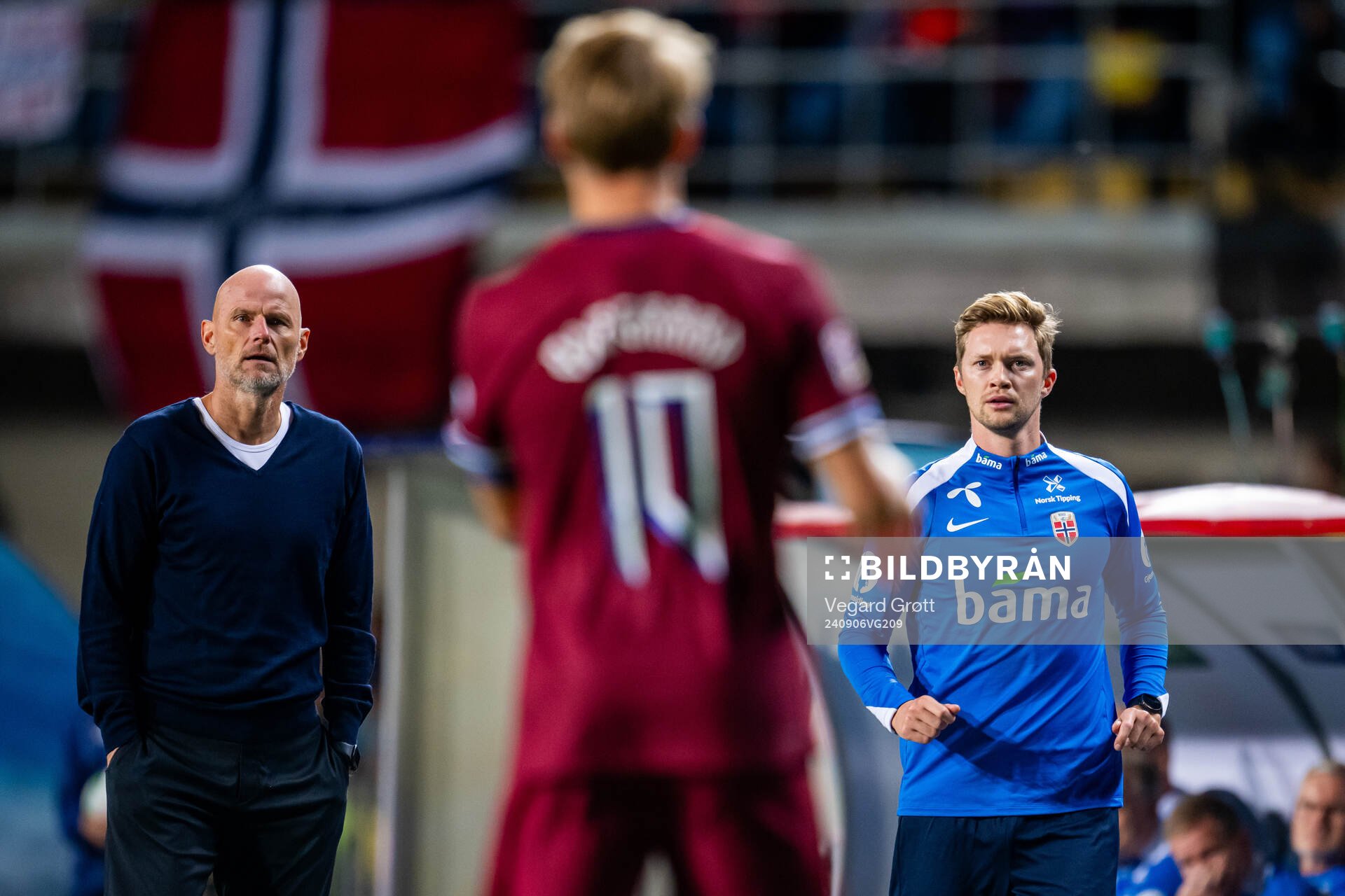 Ståle Solbakken, head coach of Norway, and Pål Fjelde,