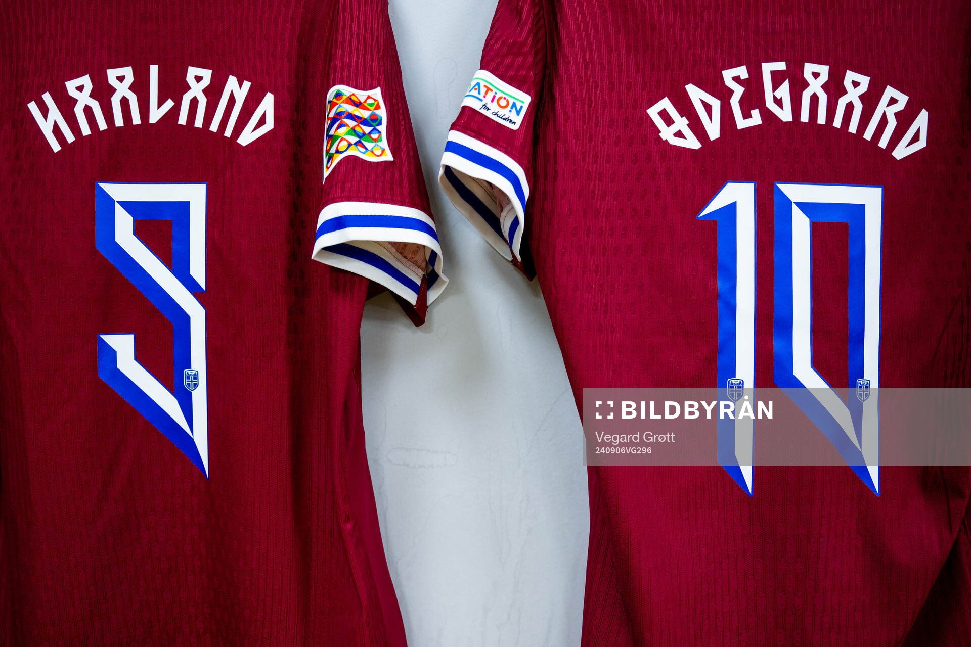 The kits of Erling Braut Haaland and Martin Ødegaard of