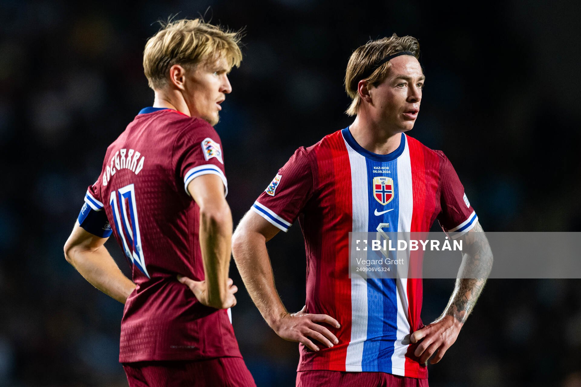 Martin Ødegaard and Patrick Berg of Norway