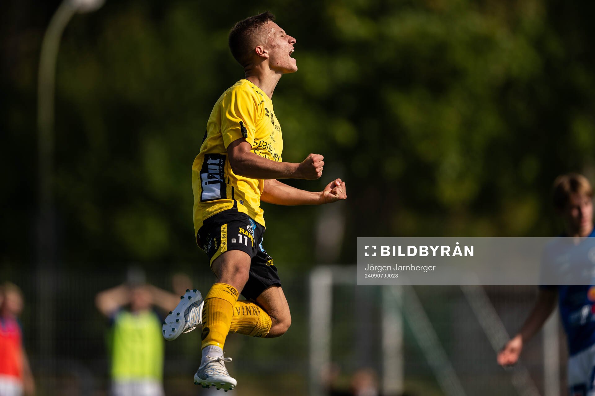 Elfsborgs Lucas Eliasson jublar under fotbollsmatchen i P19 Superettan Södra mellan Elfsborg och Åtvidaberg den 7 september 2024 i Borås.