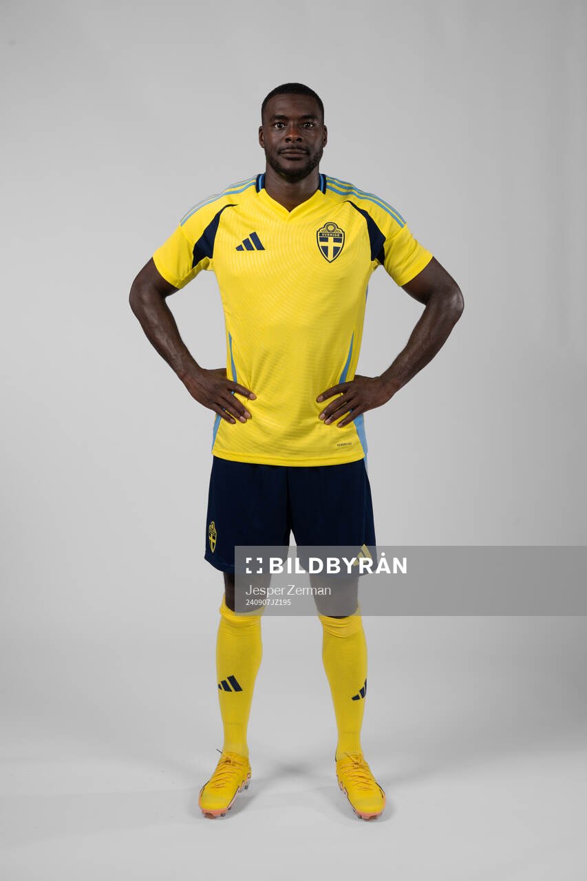 Ken Sema of the Swedish men's football national team poses