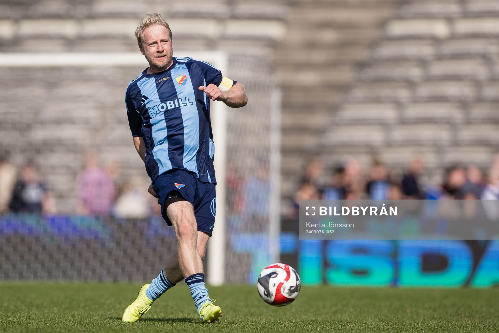 Djurgårdens Patrik Eriksson-Ohlsson under en legendarmatch mellan Djurgården och Brommapojkarna på Djurgårdsfestivalen 2024 den 7 september 2024 i Stockholm.