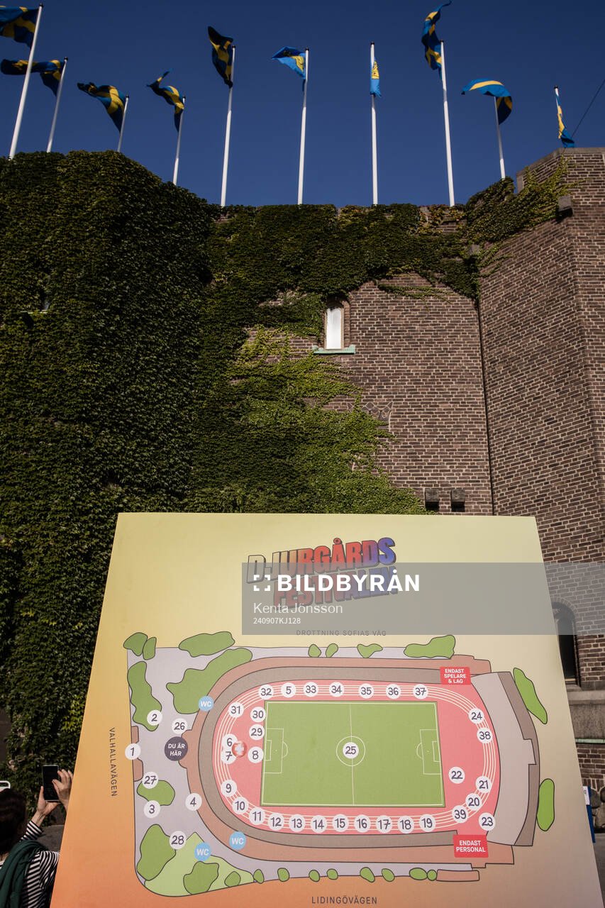 Informationstavla med karta över Stockholms Stadion