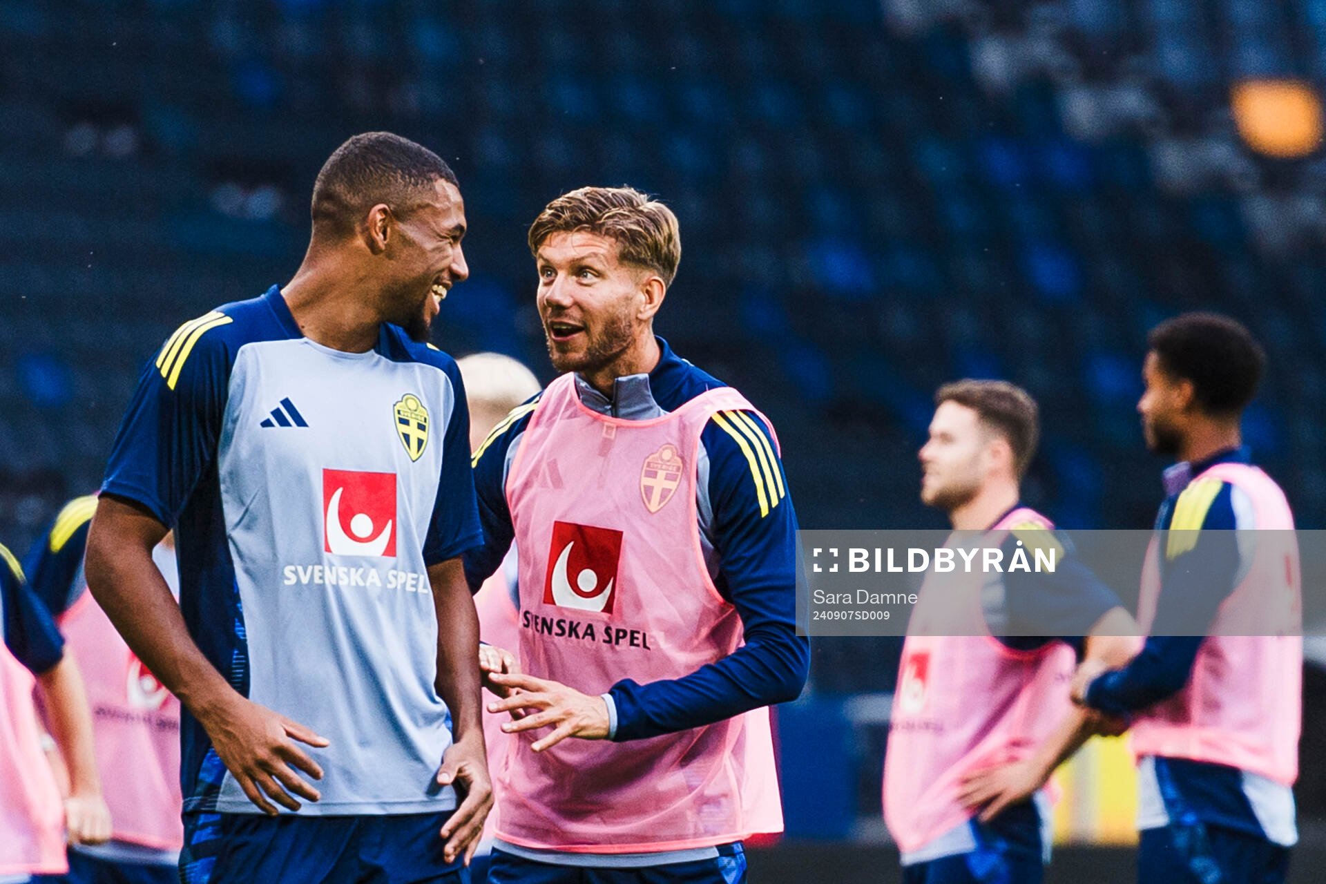 Isak Hien and Anton Saletros of the Swedish men's football