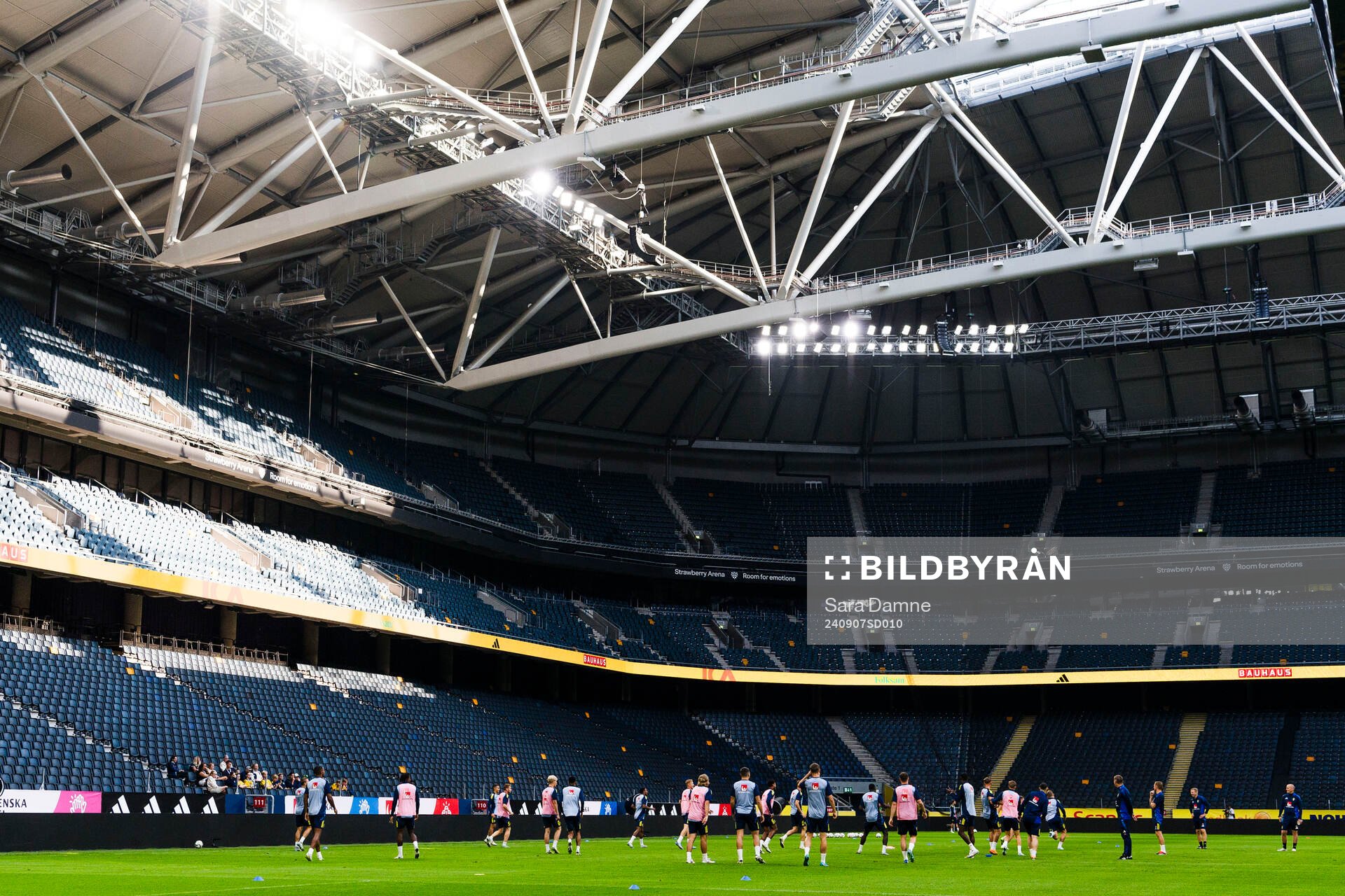 The Swedish men's football national team at a training