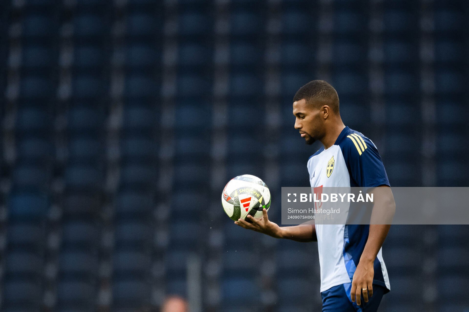 Isak Hien of the Swedish men's football national team at a
