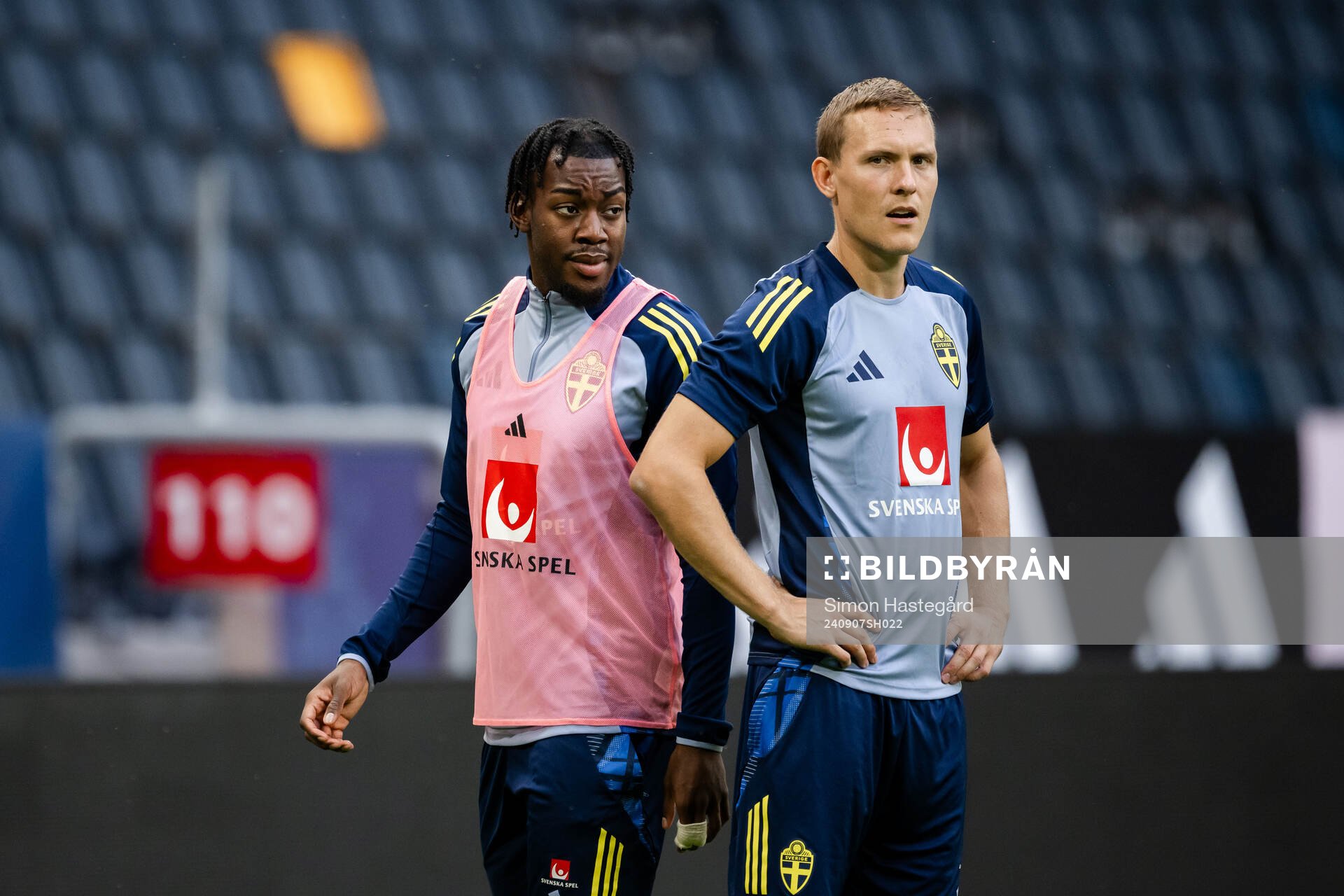 Anthony Elanga and Ludwig Augustinsson of the Swedish men's