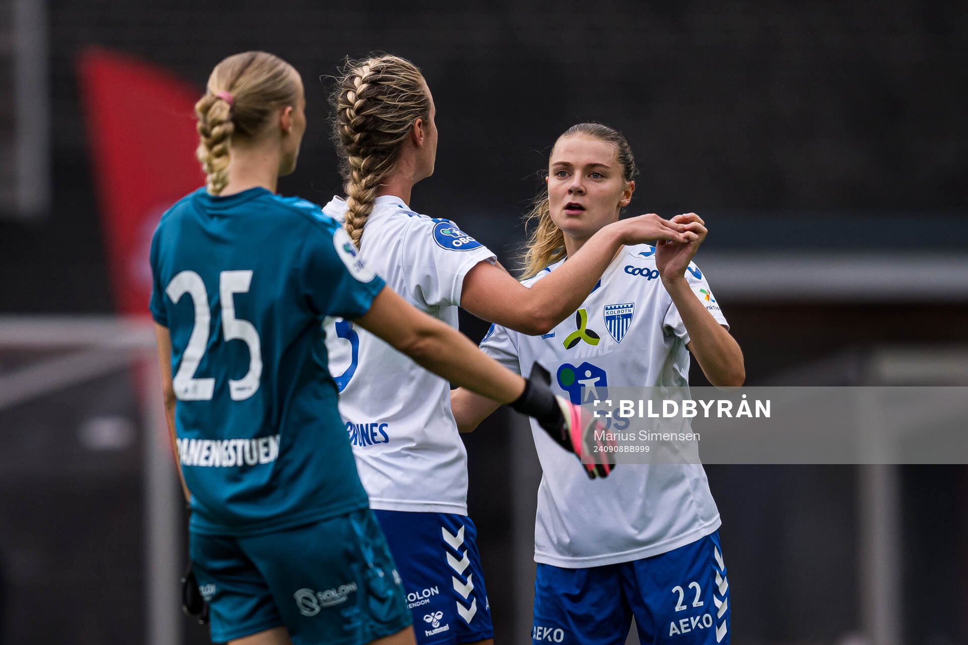 Eline Hegg of Kolbotn celebrates after the Toppserien football match between Arna-Bjørnar and Kolbotn on September 8, 2024 in Bergen.