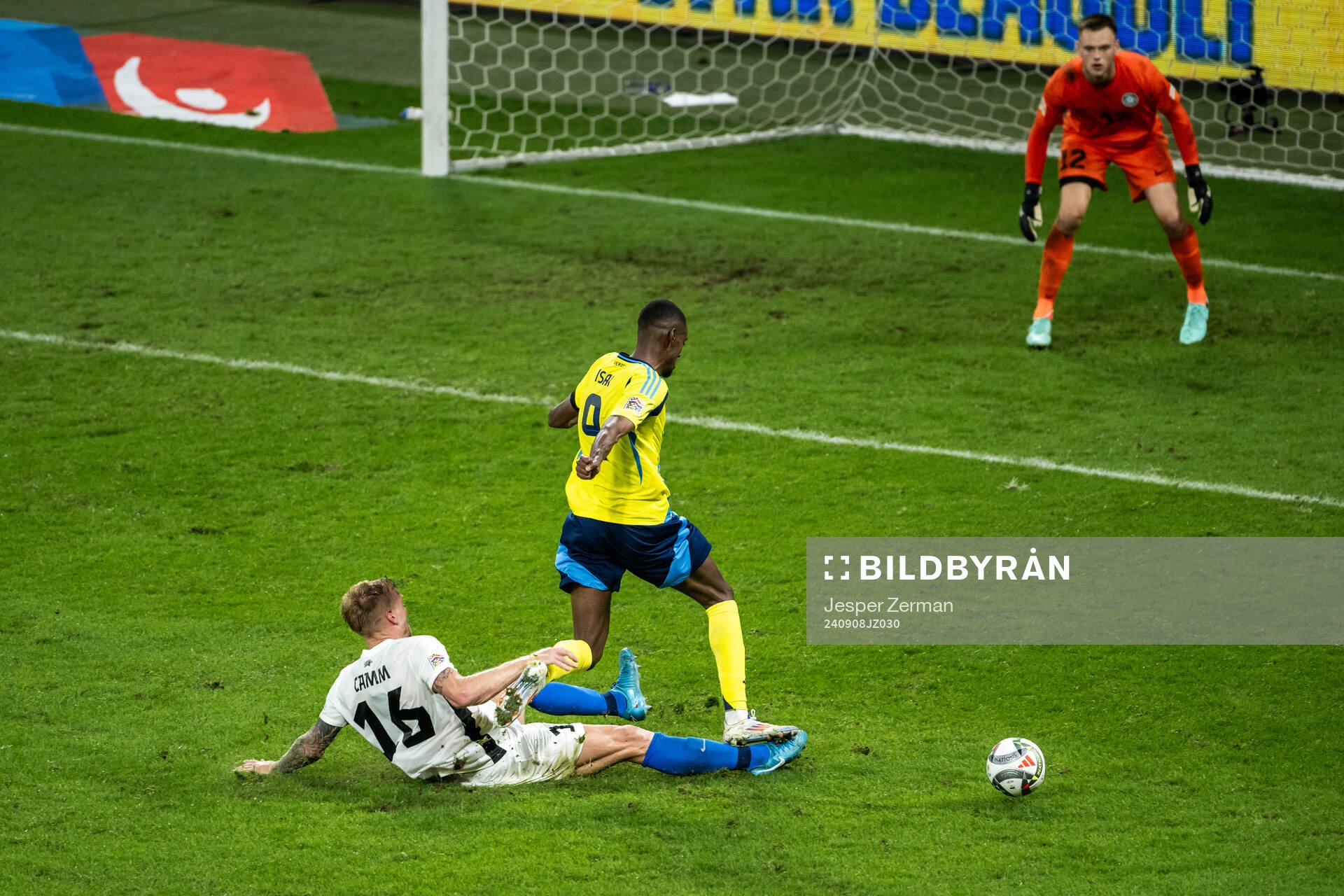 Joonas Tamm of Estonia and Alexander Isak of Sweden