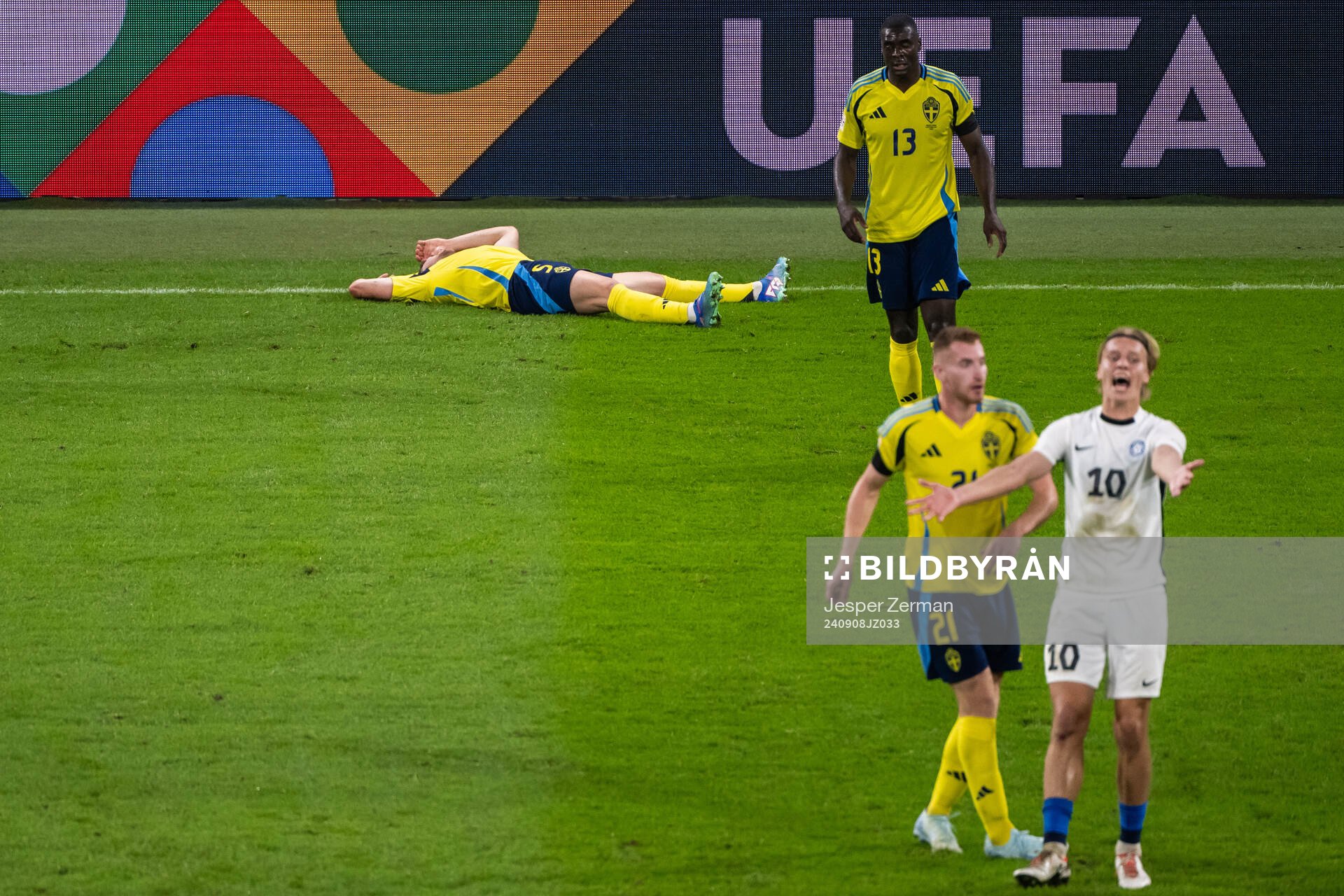 Gabriel Gudmundsson of Sweden in pain