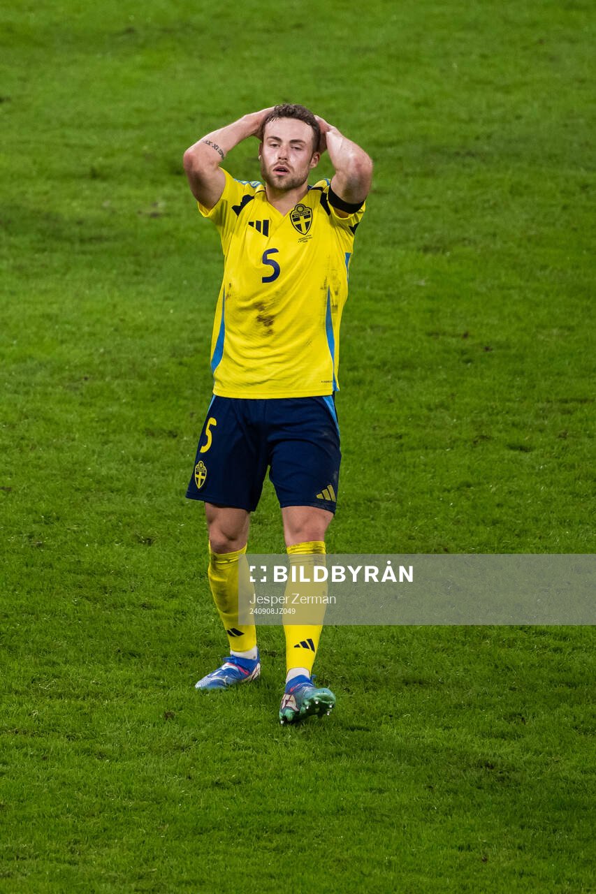 Gabriel Gudmundsson of Sweden looks dejected