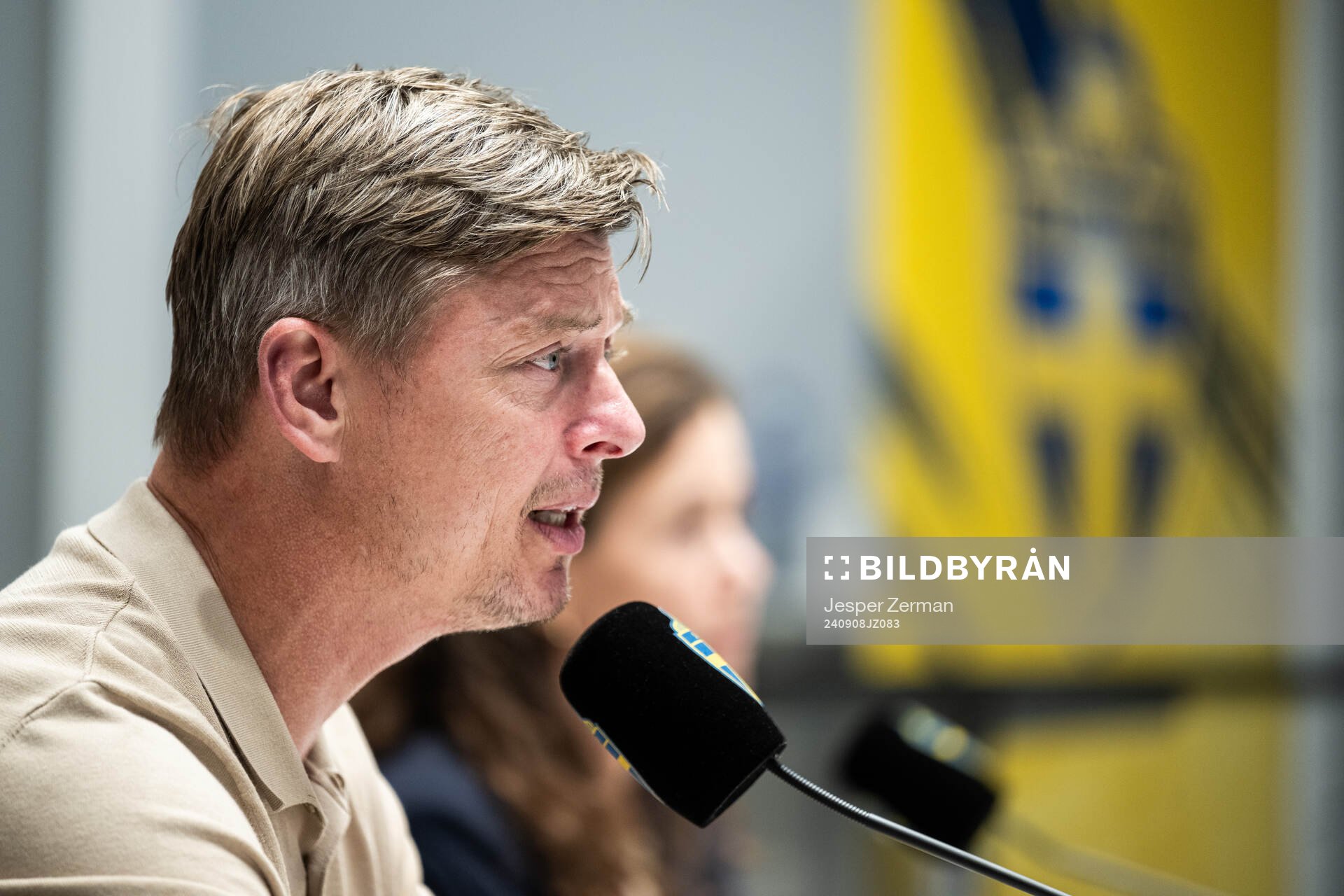 Head coach Jon Dahl Tomasson of Sweden at the press