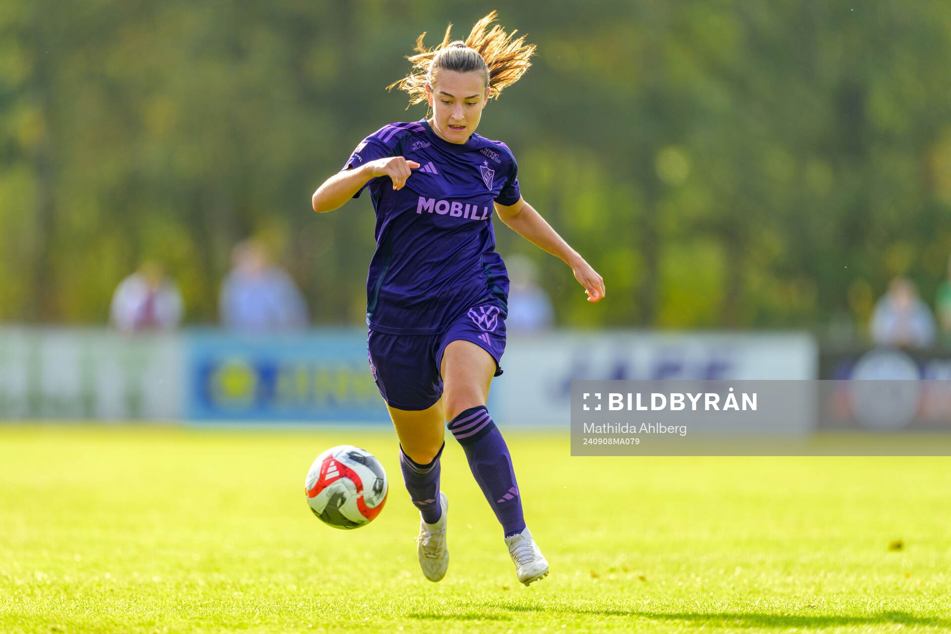 Djurgårdens Lucia Duras under fotbollsmatchen i Damallsvenskan mellan Vittsjö och Djurgården den 8 september 2024 i Vittsjö. 