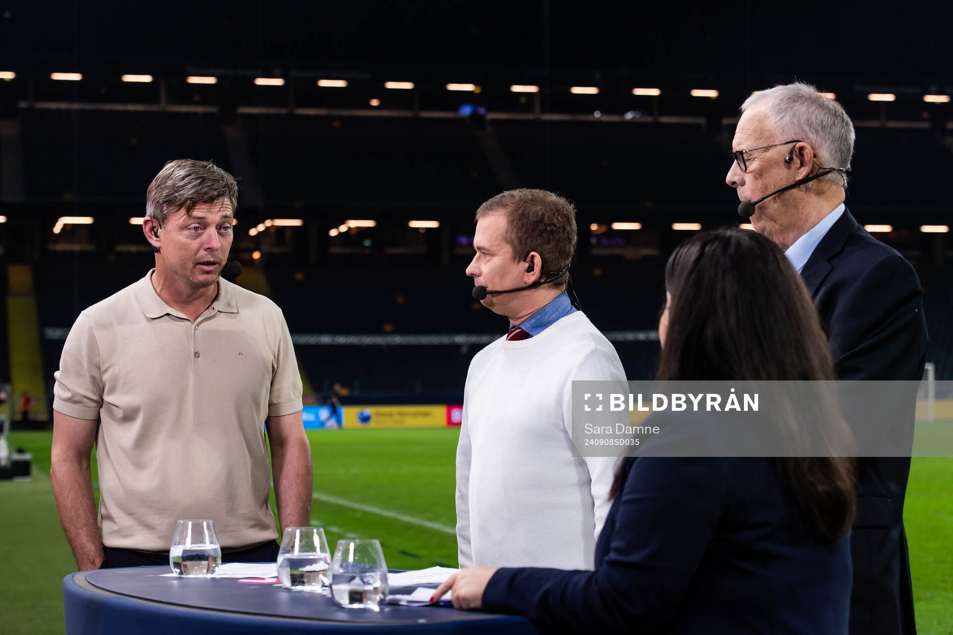 Head coach Jon Dahl Tomasson of Sweden is interviewed by