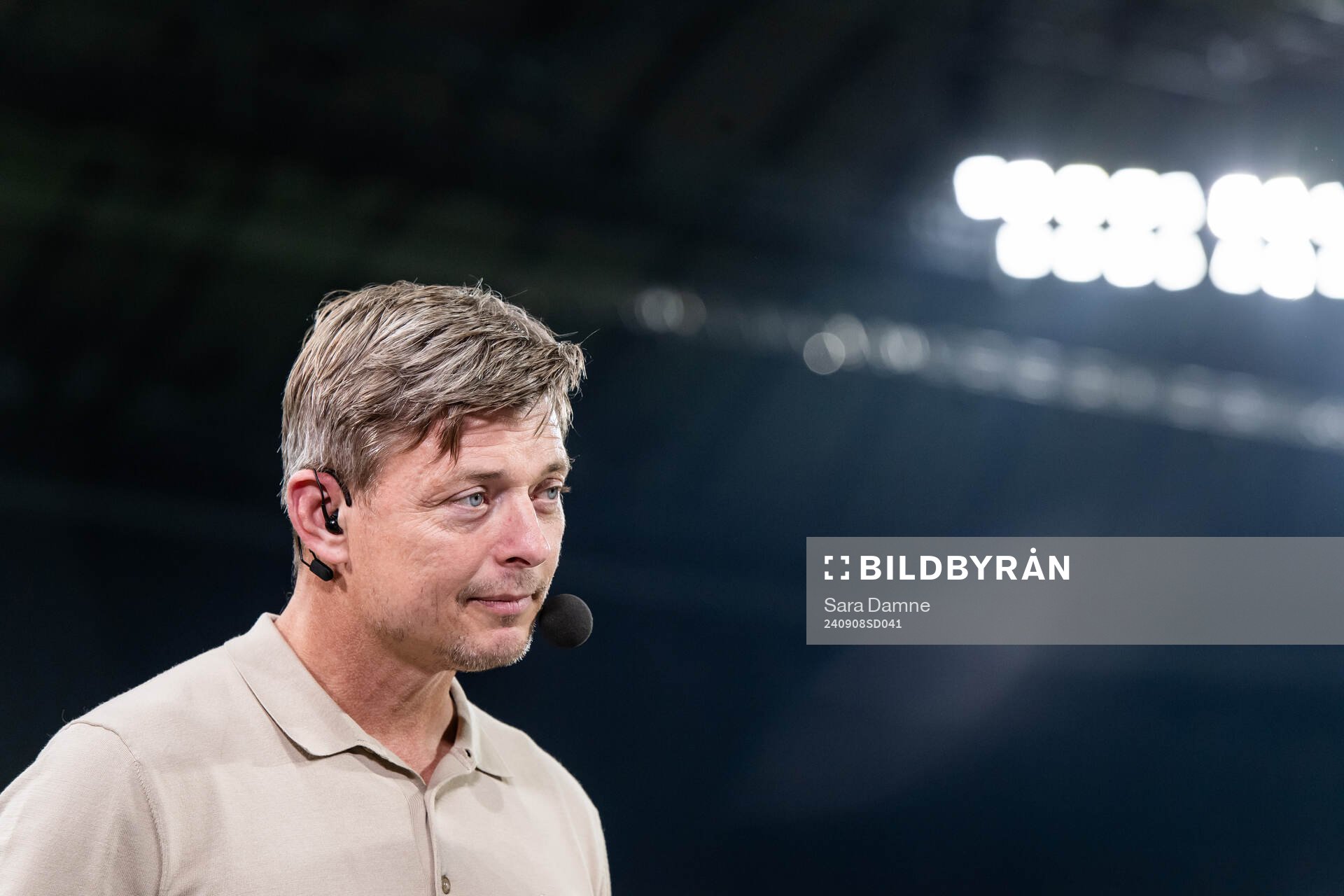 Head coach Jon Dahl Tomasson of Sweden in the studio of Swedish broadcaster Viaplay after the Nations League football match between Sweden and Estonia on September 8, 2024 in Stockholm.