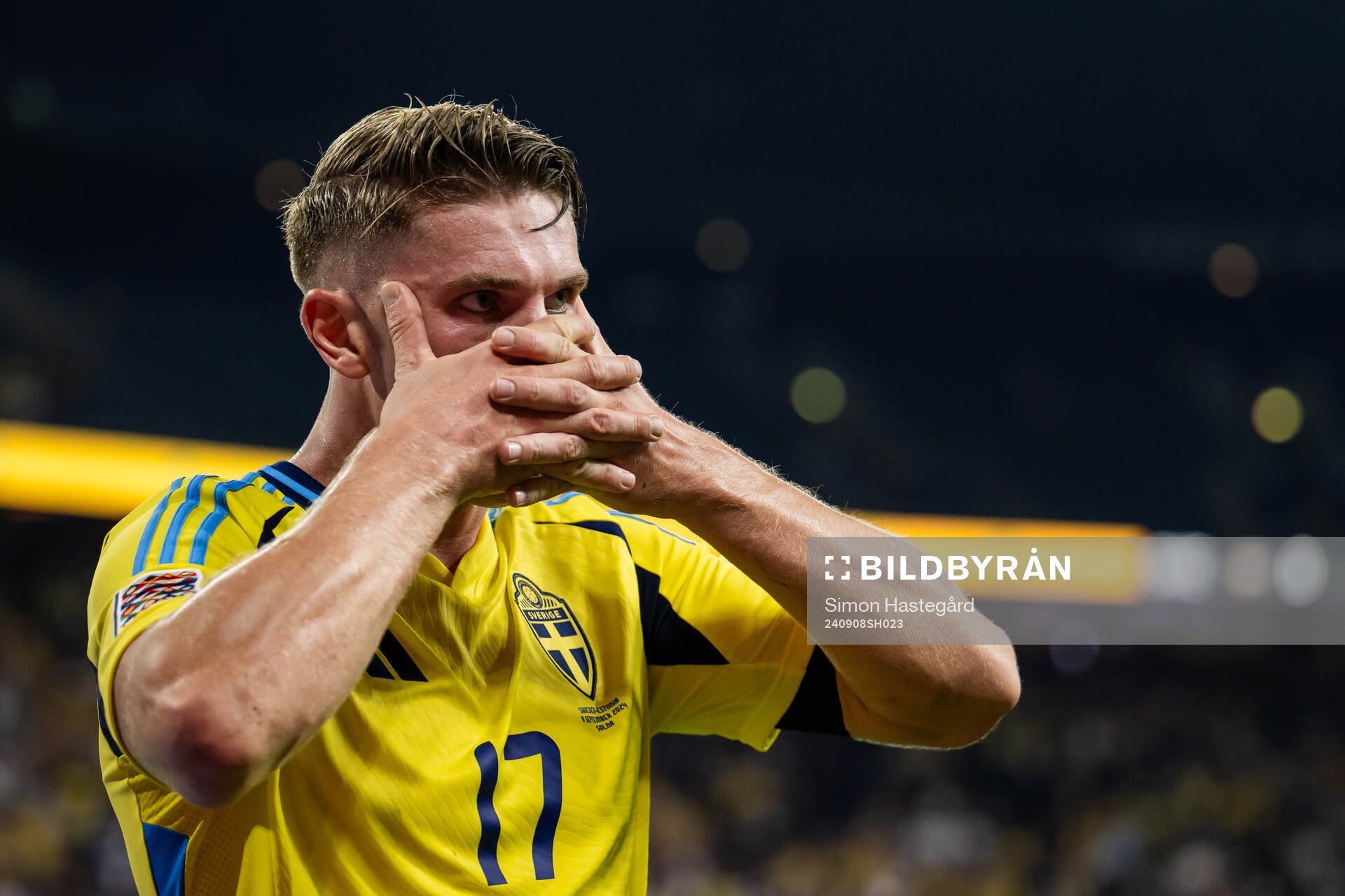 Viktor Gyökeres of Sweden celebrates