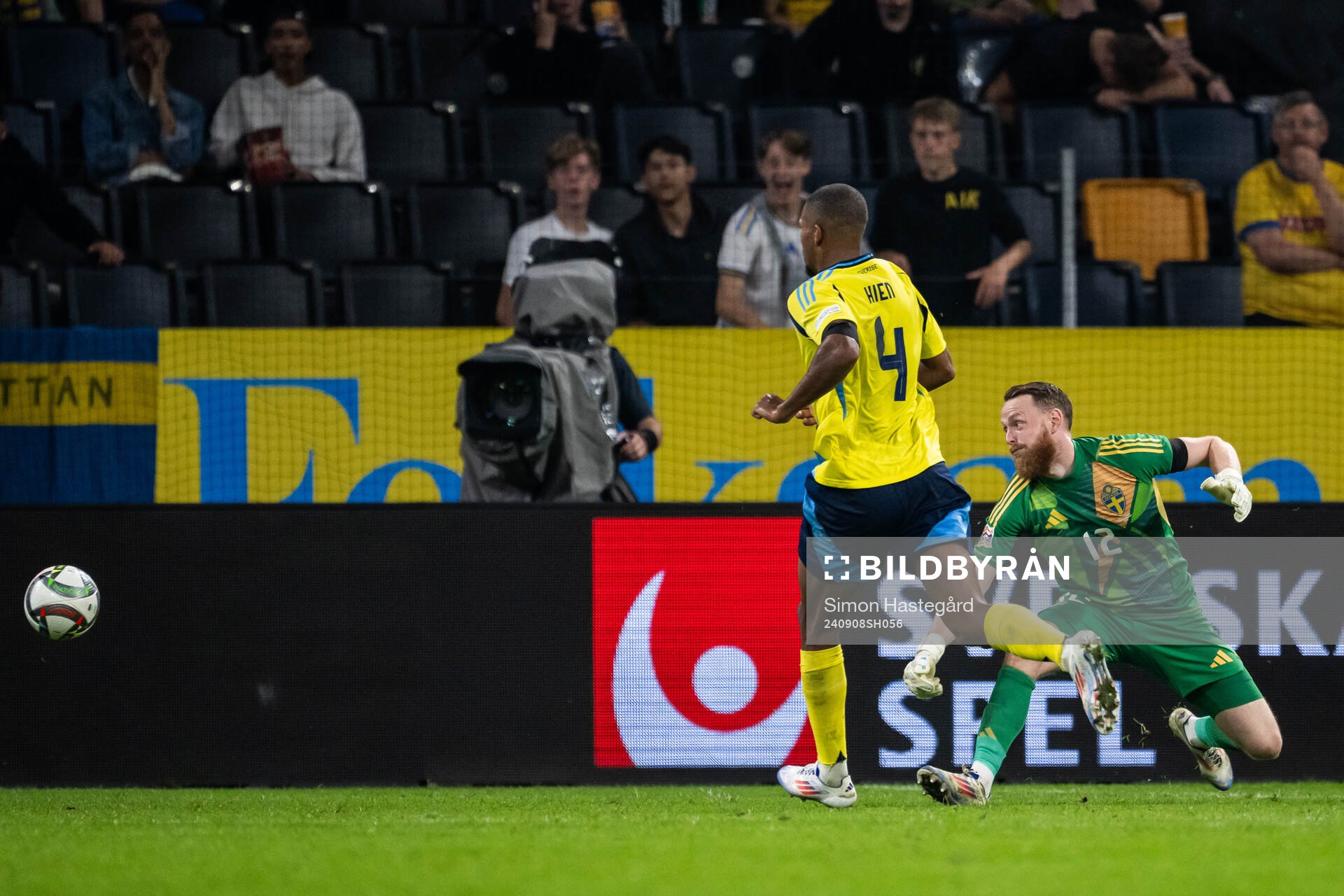 Goalkeeper Viktor Johansson of Sweden with a save