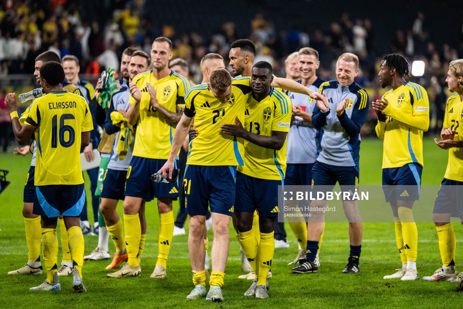 Dejan Kulusevski and Ken Sema of Sweden celebrate