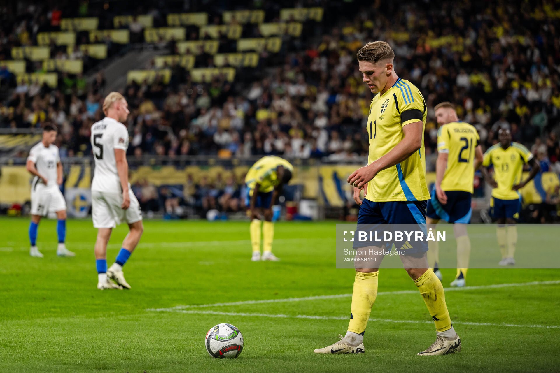 Viktor Gyökeres of Sweden looks dejected