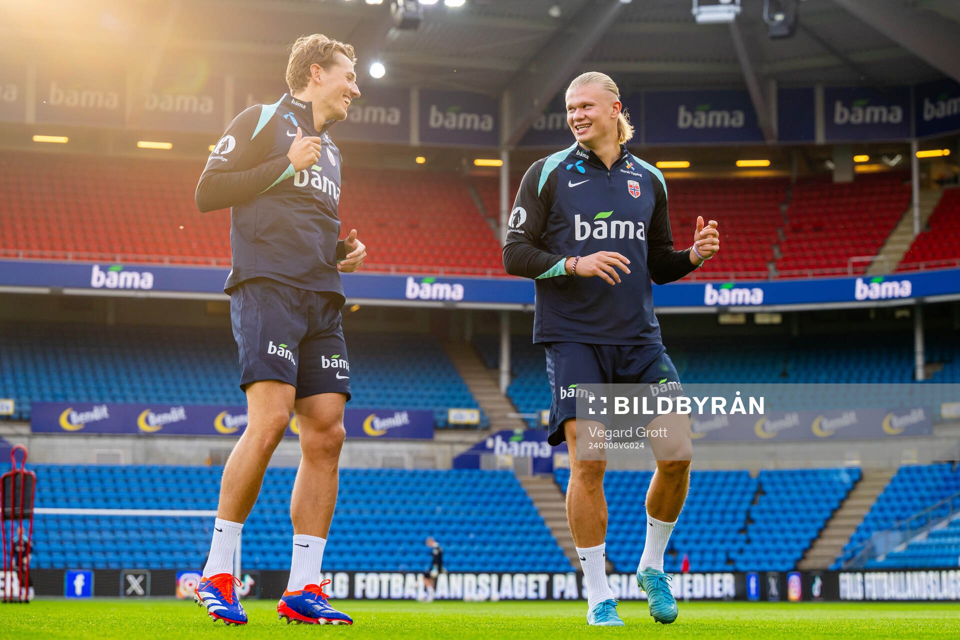 Sander Berge and Erling Braut Haaland of the Norwegian