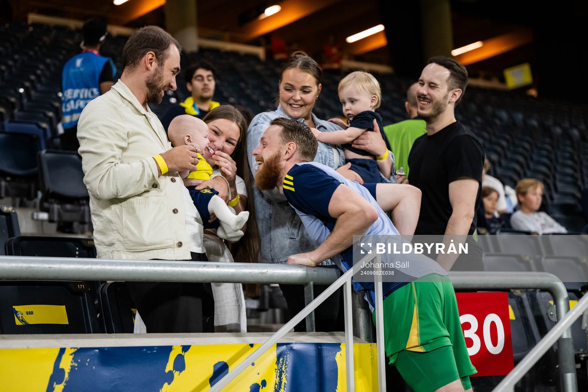 Goalkeeper Viktor Johansson of Sweden celebrates with his