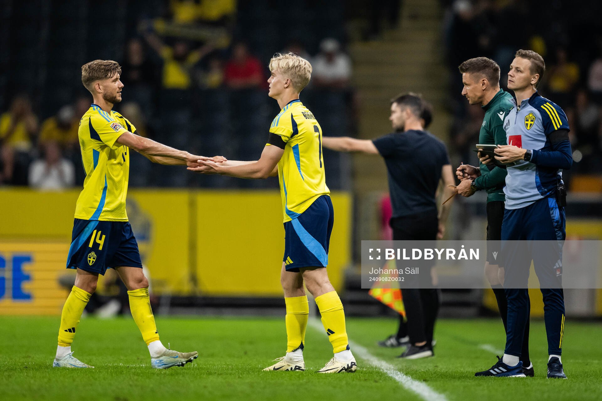 Anton Saletros of Sweden is substituted off for Lucas