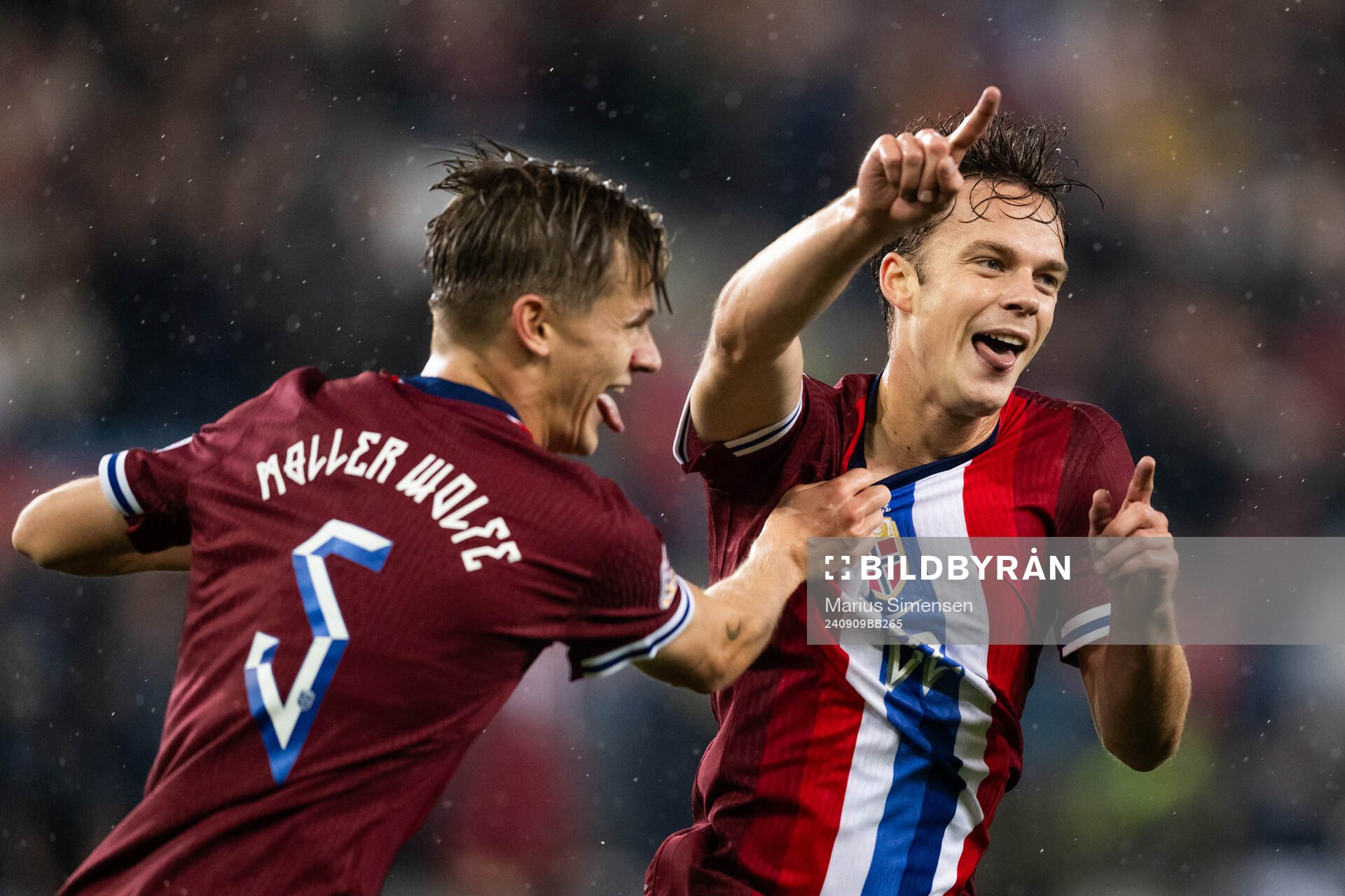 Felix Horn Myhre of Norway celebrates