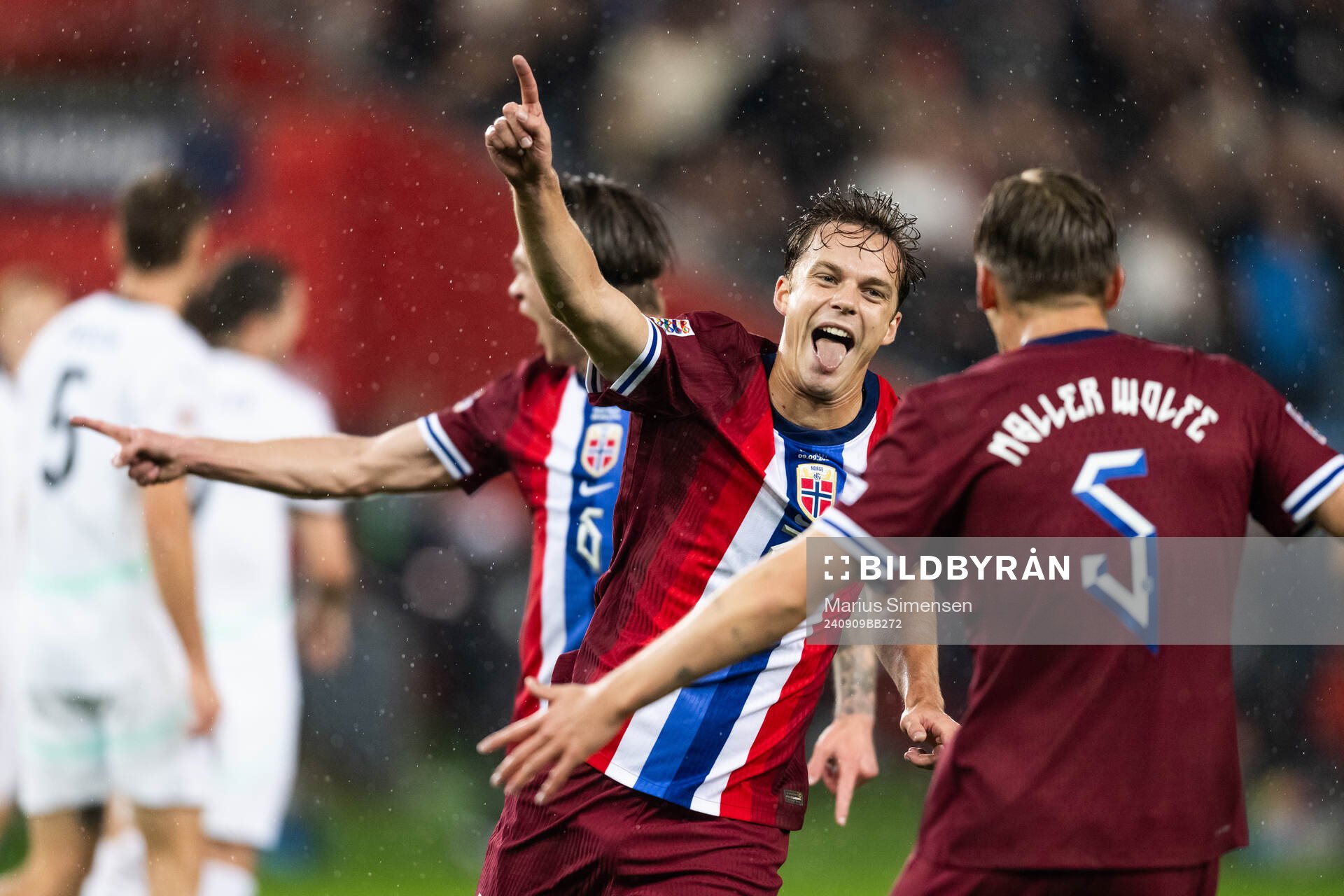 Felix Horn Myhre of Norway celebrates