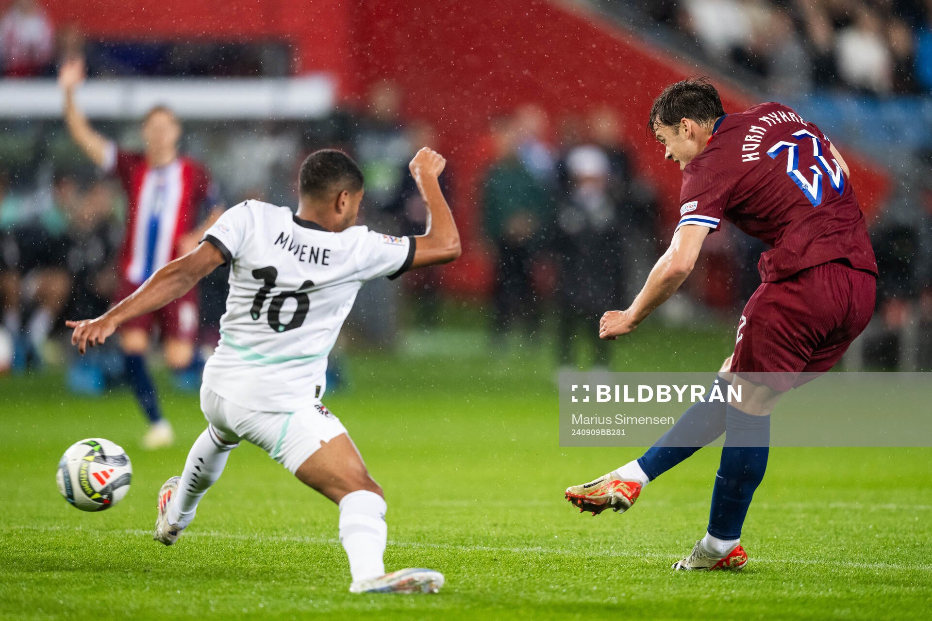Felix Horn Myhre of Norway scores 1-0
