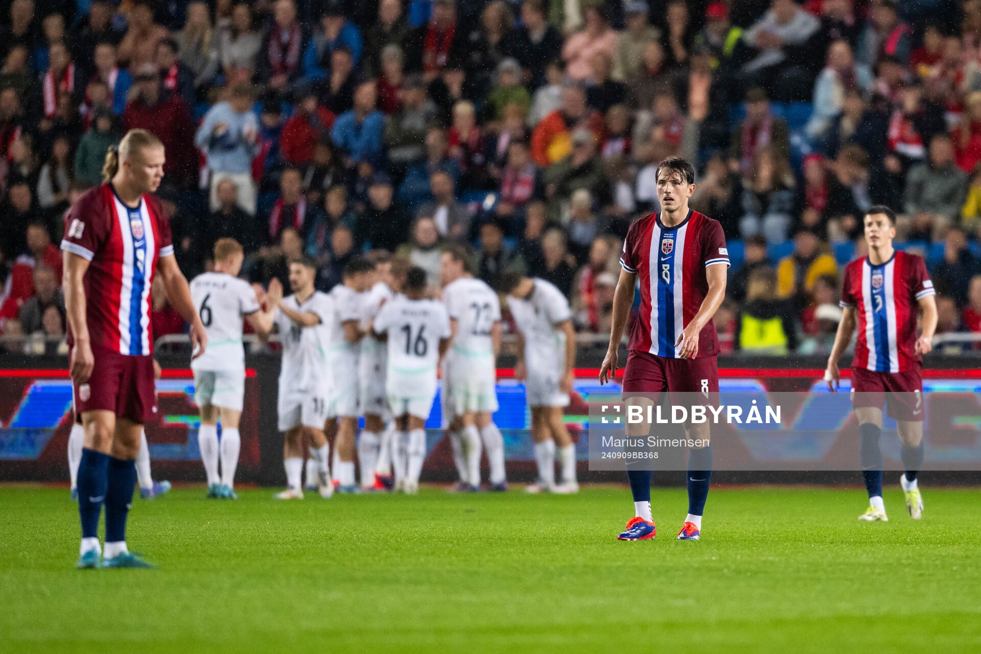 Sander Berge of Norway looks dejected