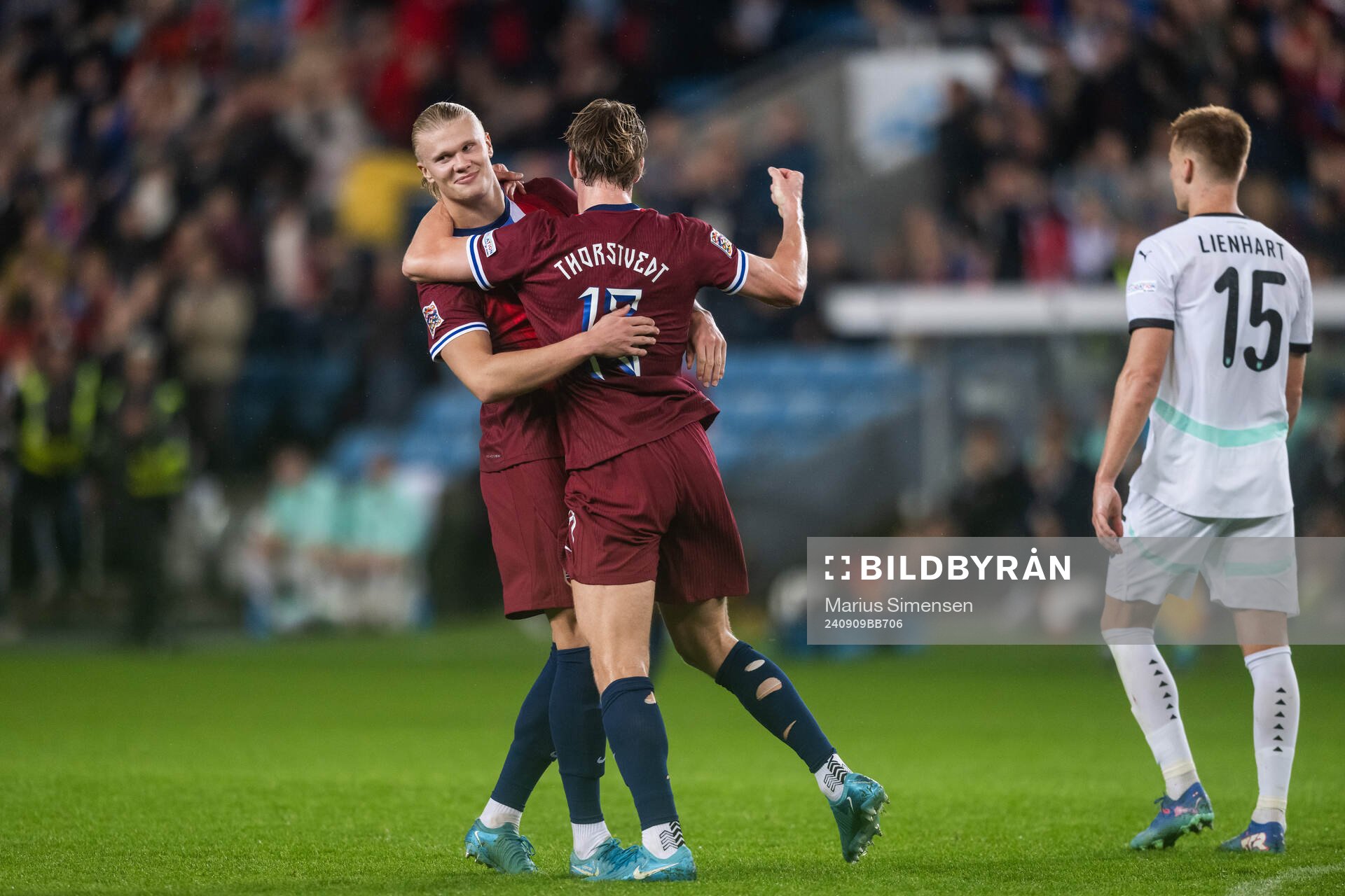 Erling Braut Haaland of Norway celebrates with Kristian