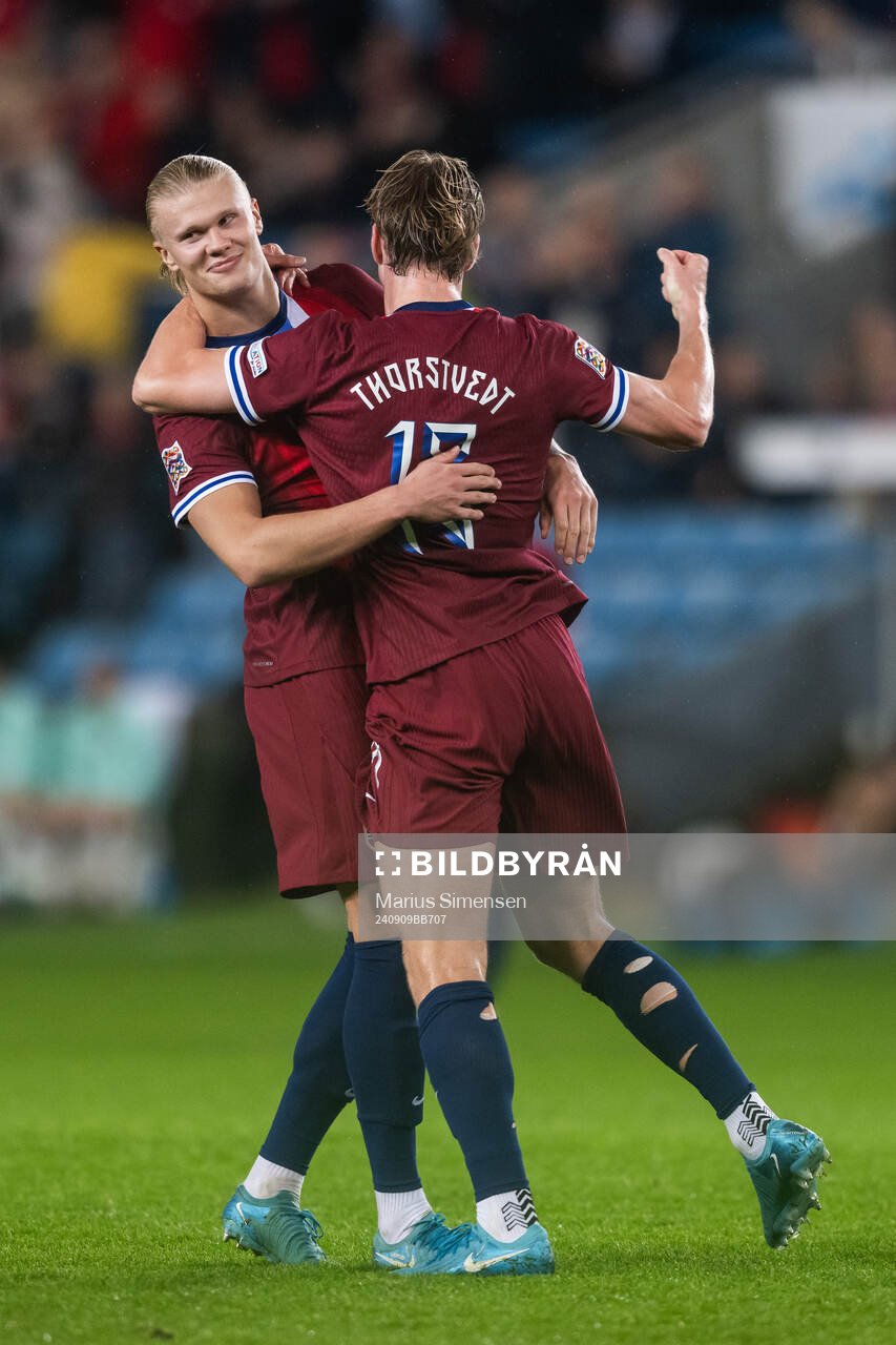 Erling Braut Haaland of Norway celebrates with Kristian