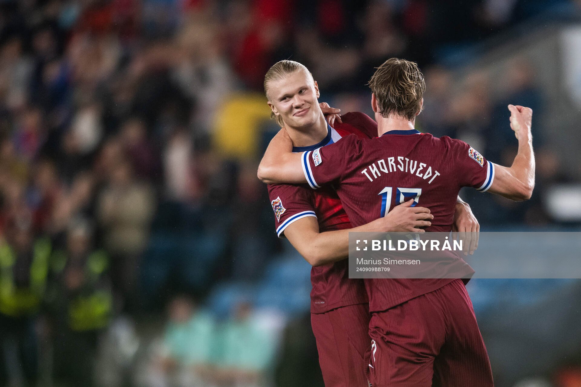 Erling Braut Haaland of Norway celebrates with Kristian