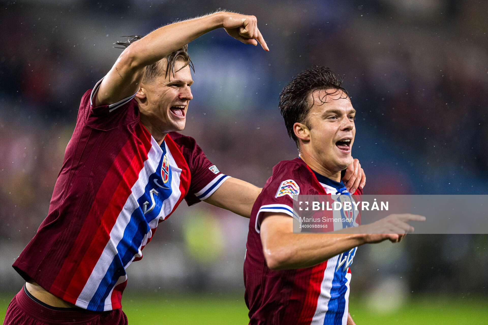 Felix Horn Myhre of Norway celebrates