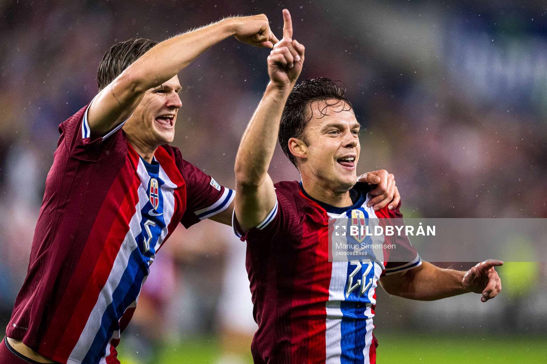 Felix Horn Myhre of Norway celebrates