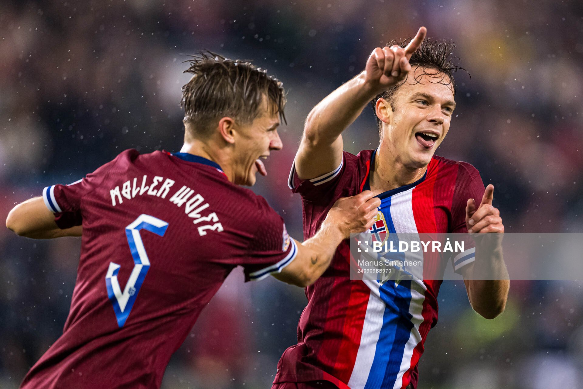 Felix Horn Myhre of Norway celebrates