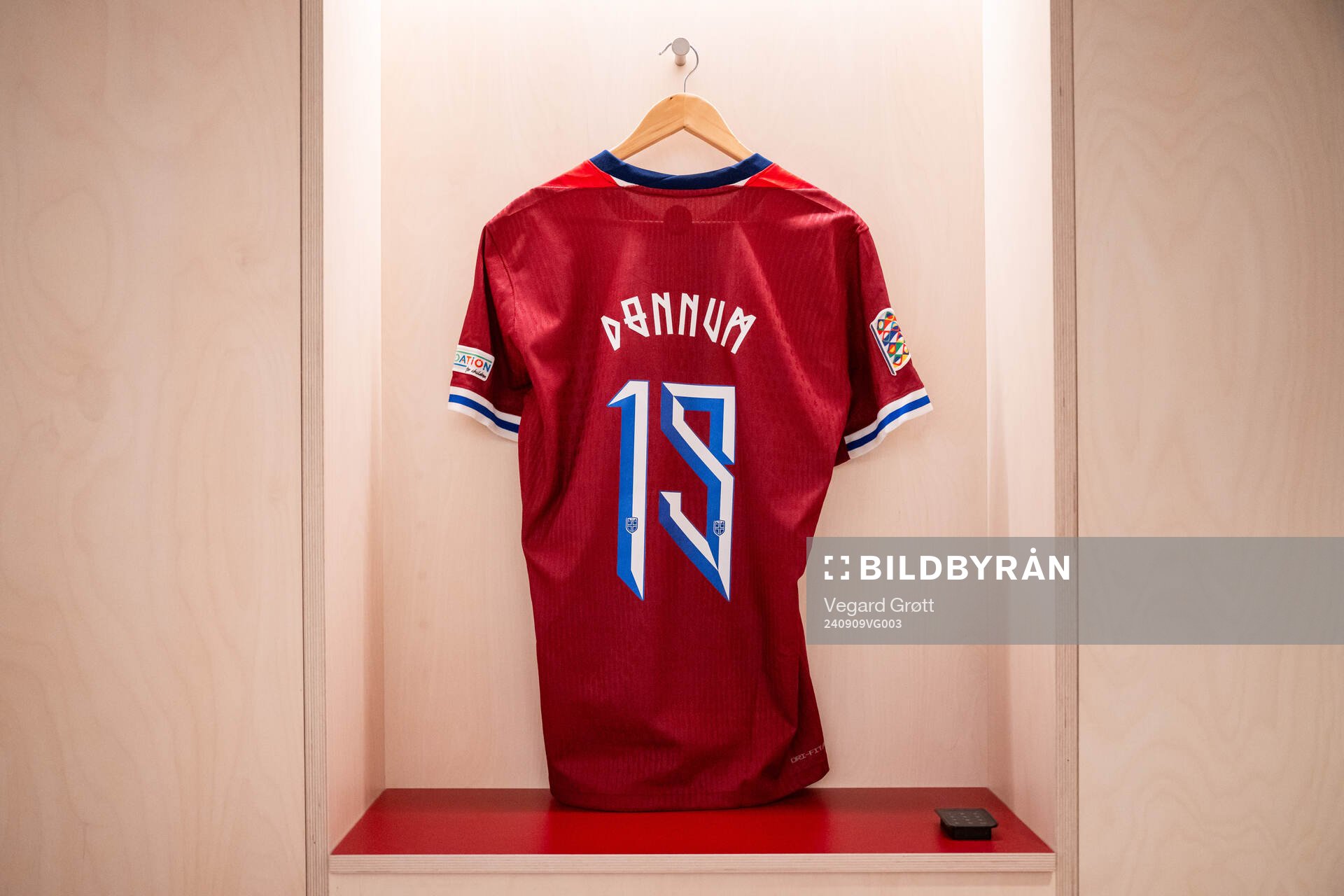The kit of Aron Dønnum of Norway in the dressing room