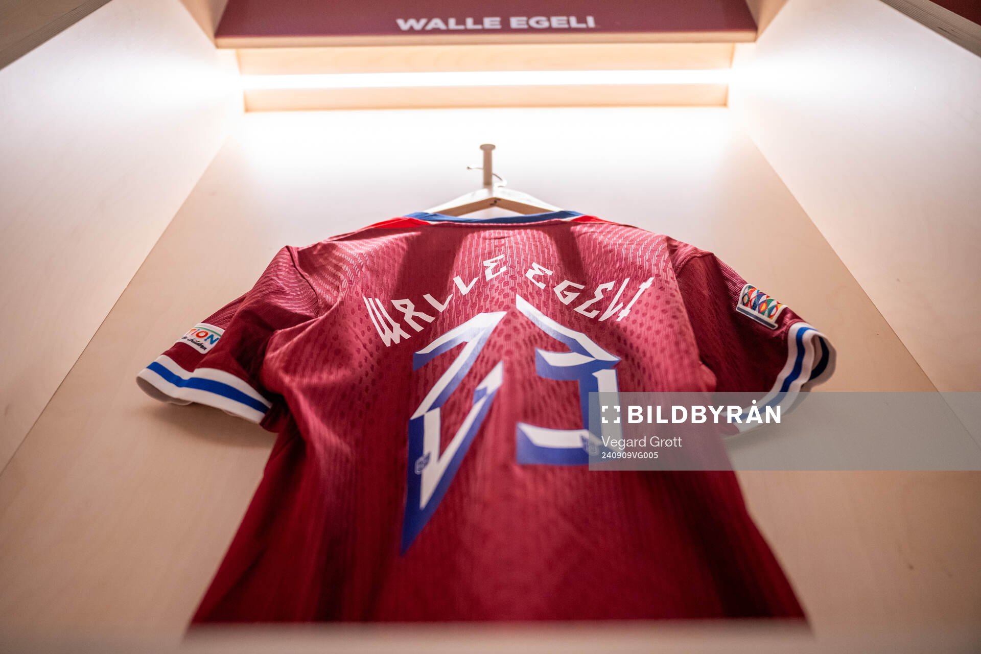 The kit of Sindre Walle Egeli of Norway in the dressing room