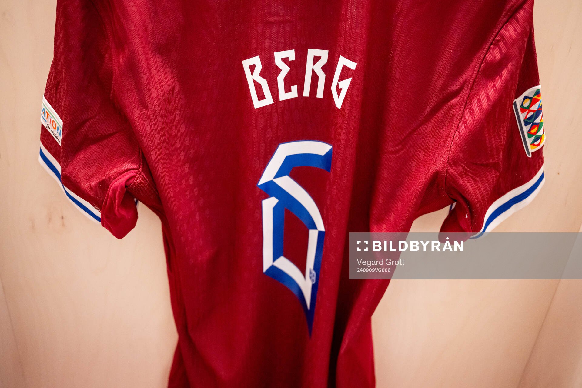 The kit of Patrick Berg of Norway in the dressing room