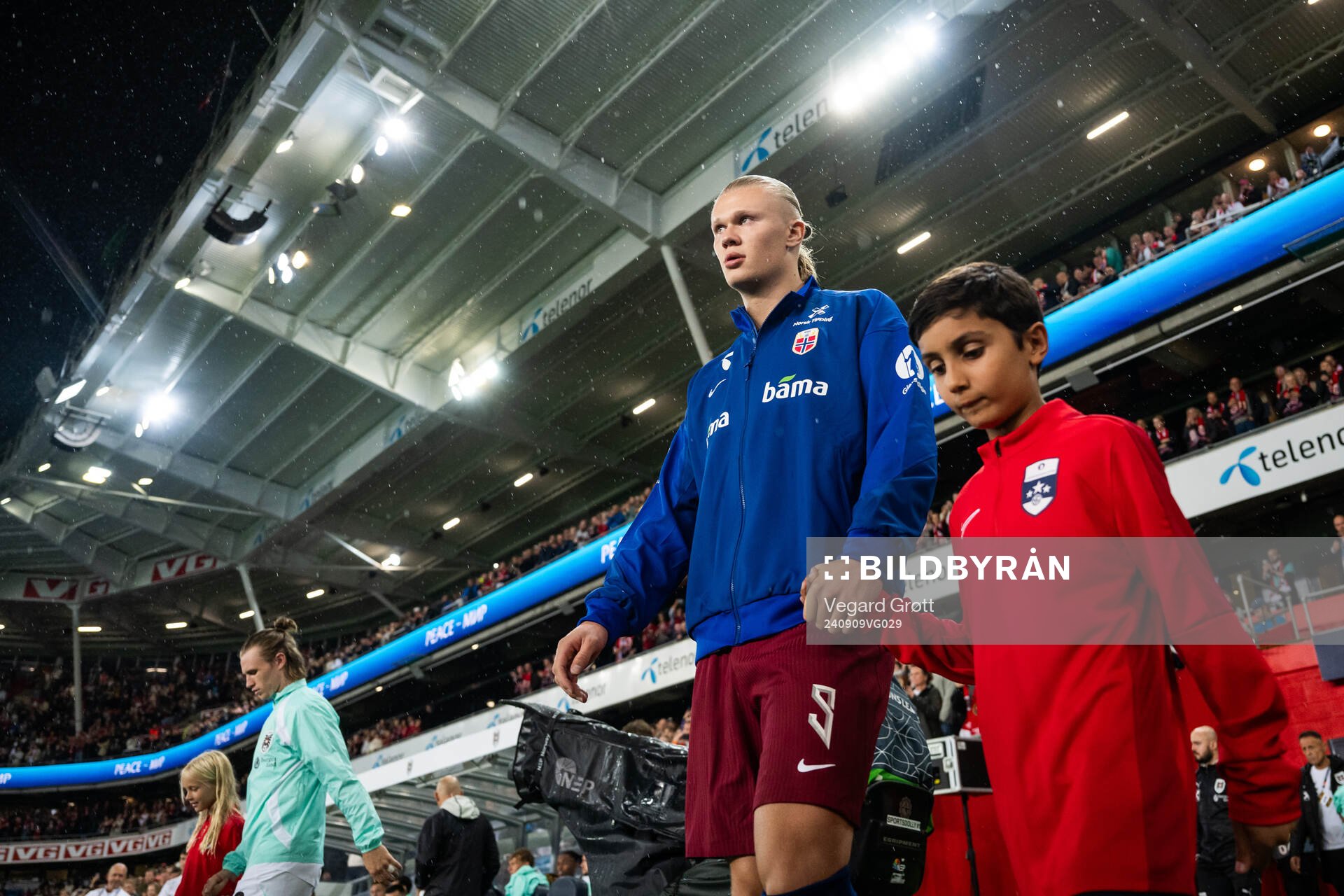 Erling Braut Haaland of Norway enters the pitch