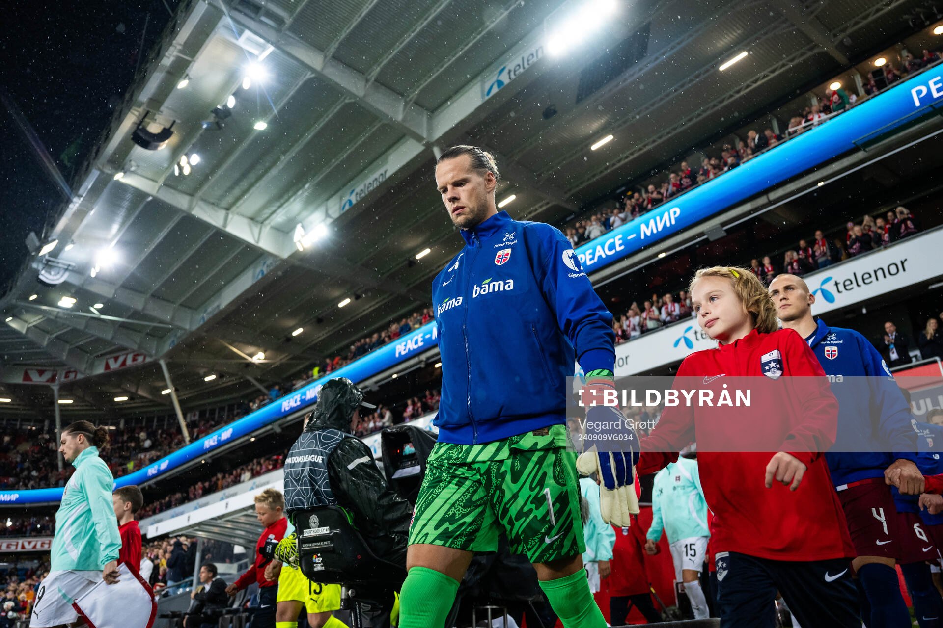 Goalkeeper Ørjan Håskjold Nyland of Norway enters the