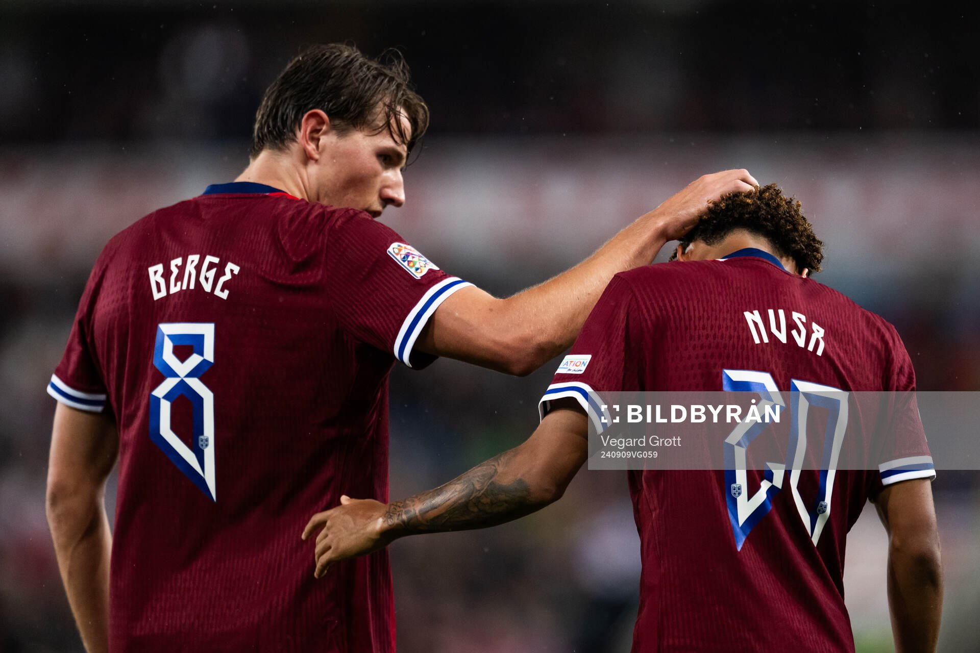 Sander Berge and Antonio Nusa of Norway
