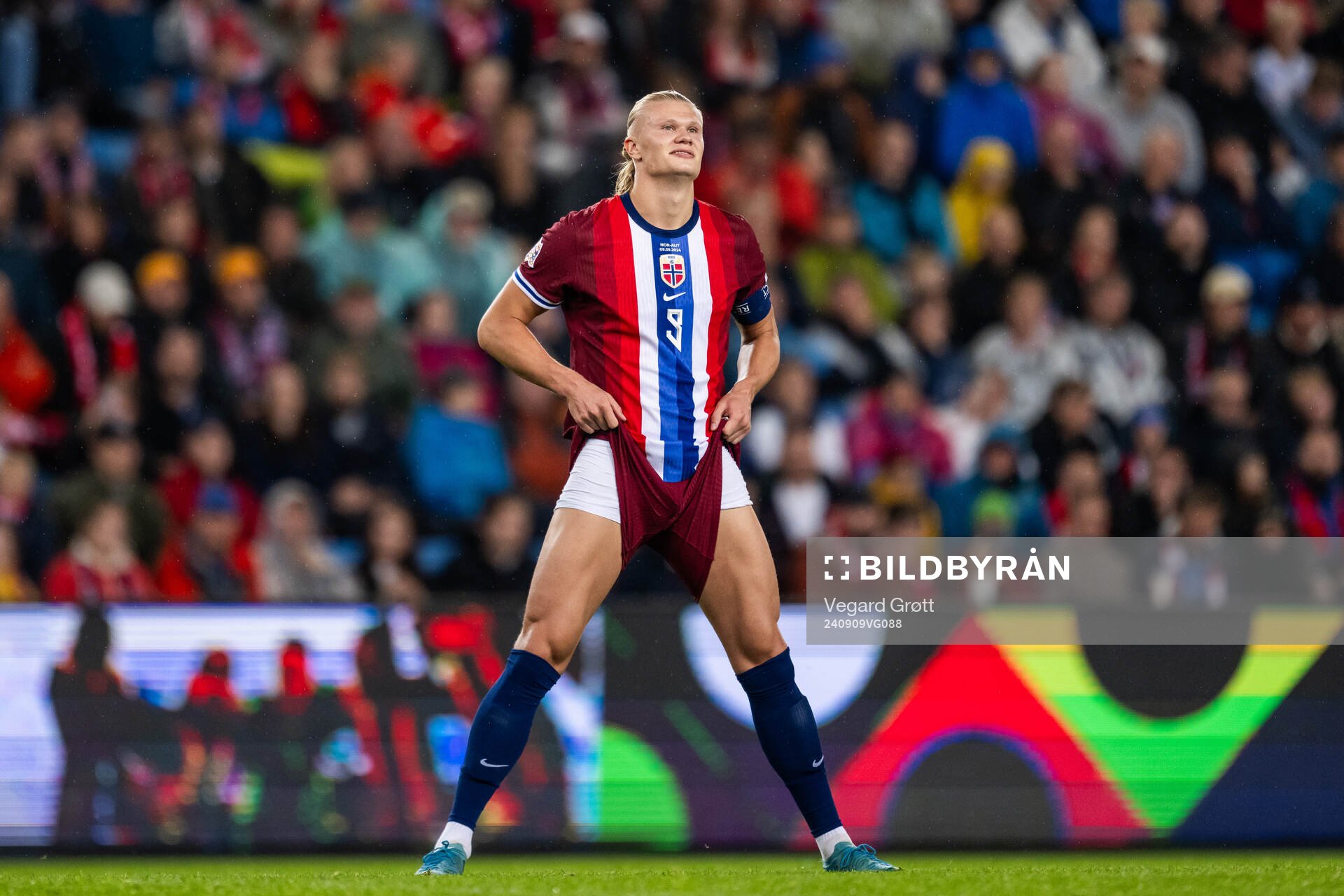 Erling Braut Haaland of Norway wait for the VAR goal check