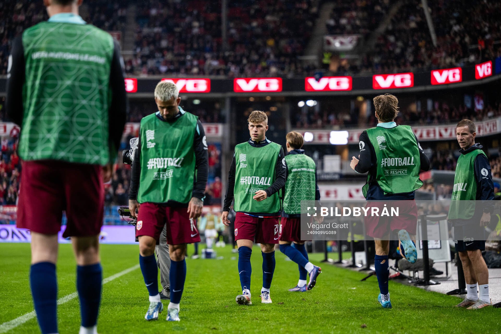 Sindre Walle Egeli of Norway warms up during the Nations League football match between Norway and Austria on September 9, 2024 in Oslo. 