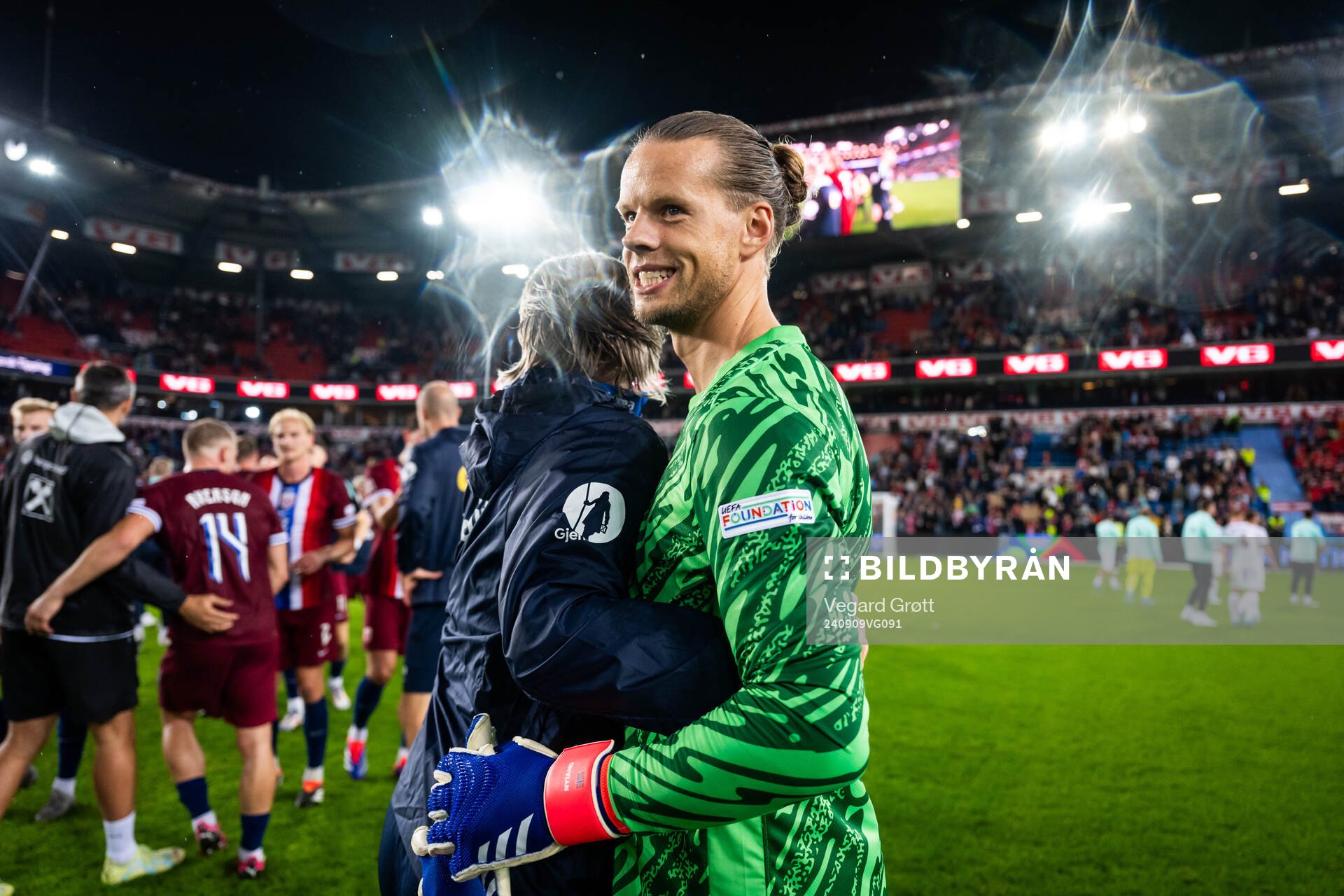 Goalkeeper Ørjan Håskjold Nyland of Norway celebrates