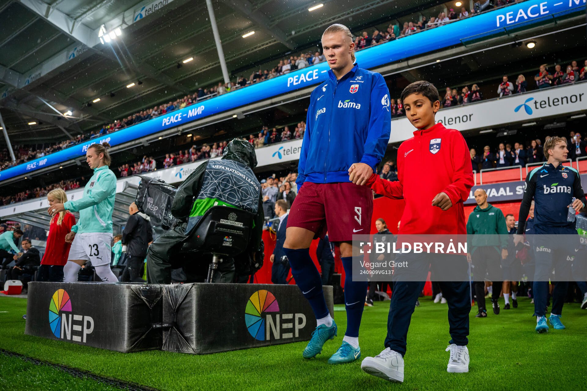 Erling Braut Haaland of Norway enters the pitch