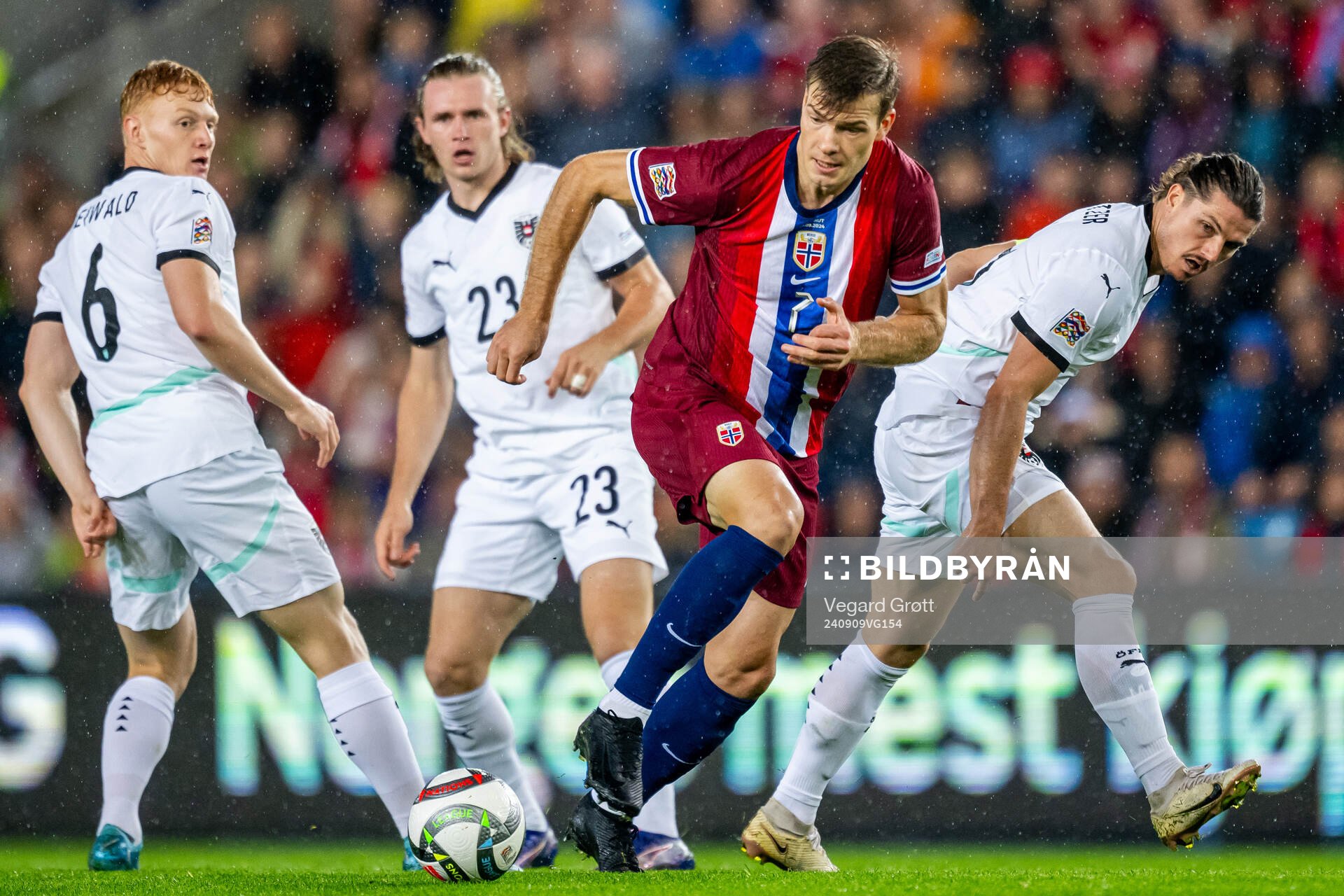 Alexander Sørloth of Norway in action against Nicolas